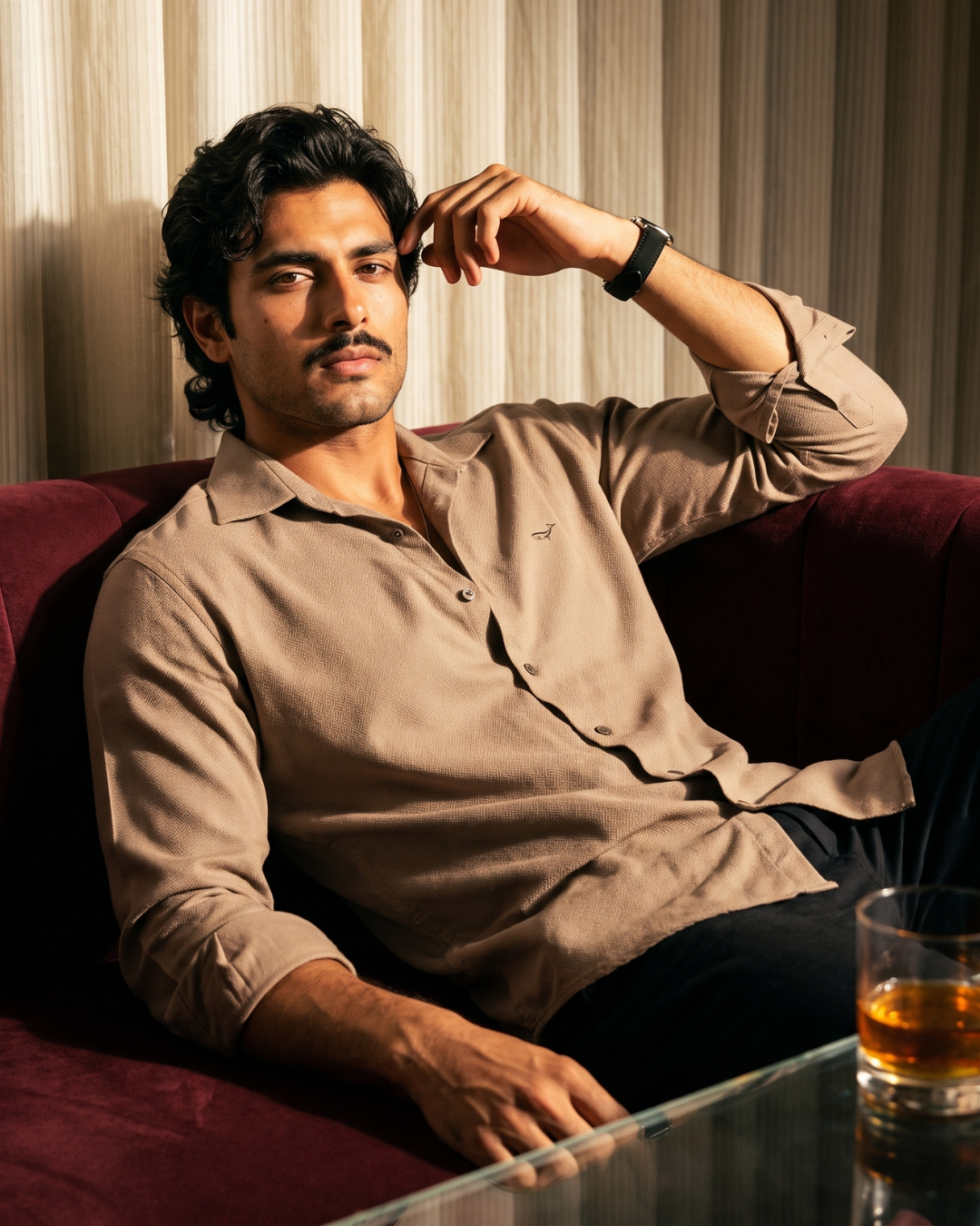 The Cigar Brown Cotton- Button Down Spread Collar Shirt