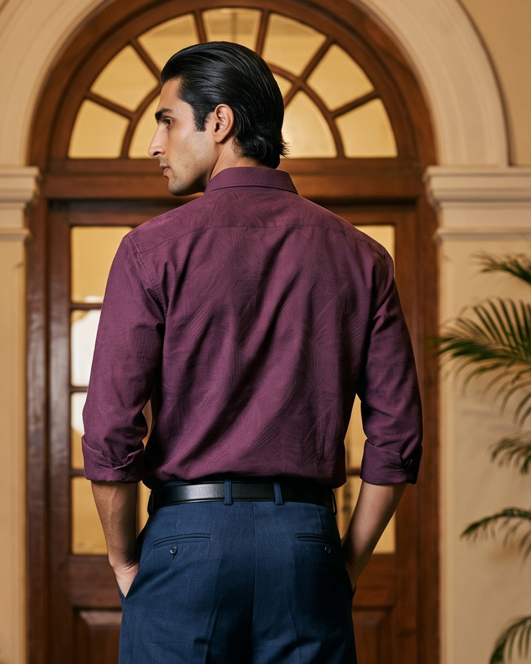 Botanical Jacquard Printed - Spread Collar Shirt