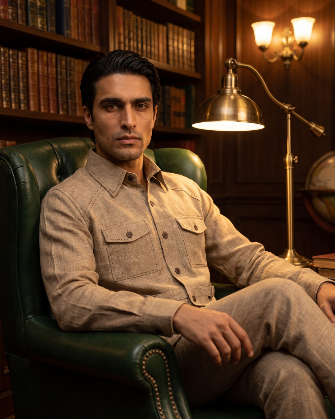 Strap Utility Safari Style Brown Cotton Co-ordinated Outfits for Men