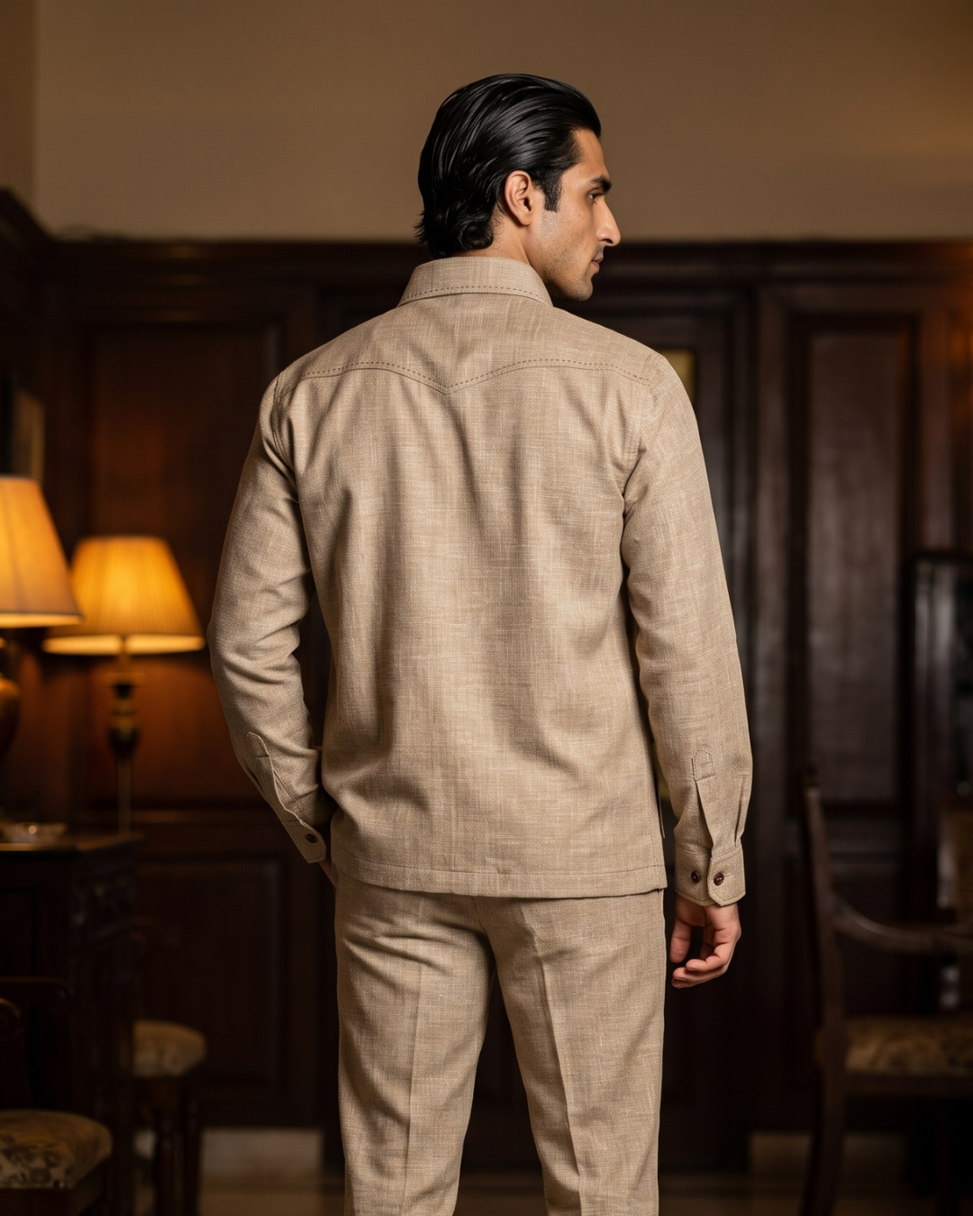 Strap Utility Safari Style Brown Cotton Co-ordinated Outfits for Men