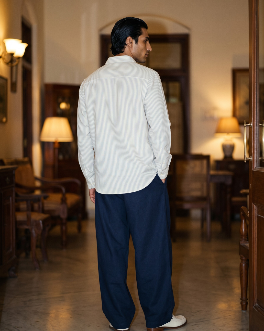 Harbour Stripes Cotton - Contrast Collar Shirt