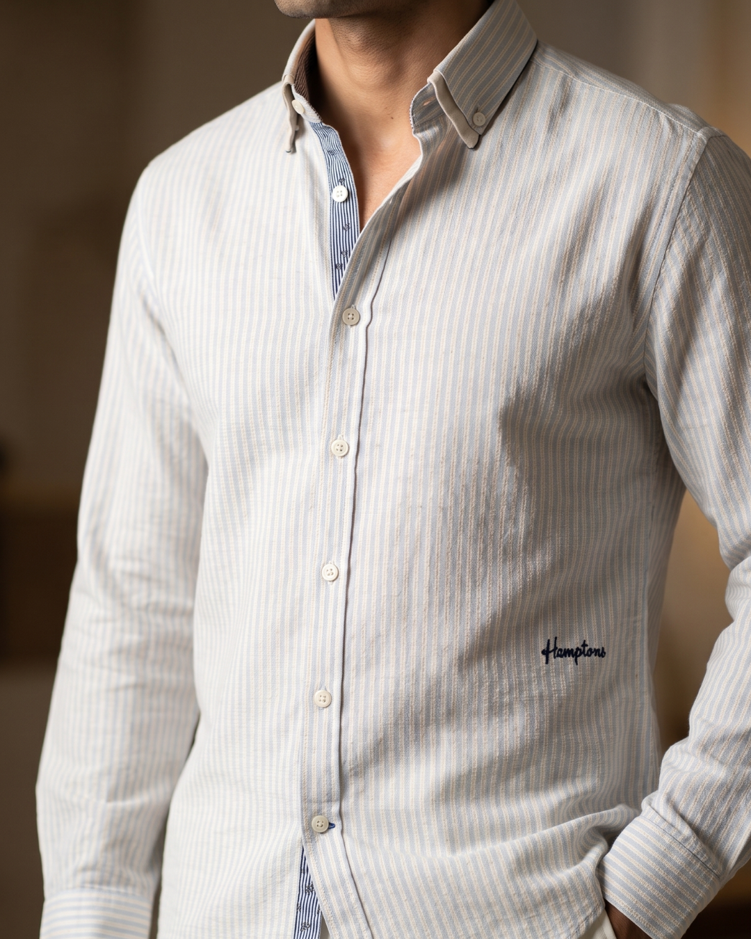 Harbour Stripes Cotton - Contrast Collar Shirt