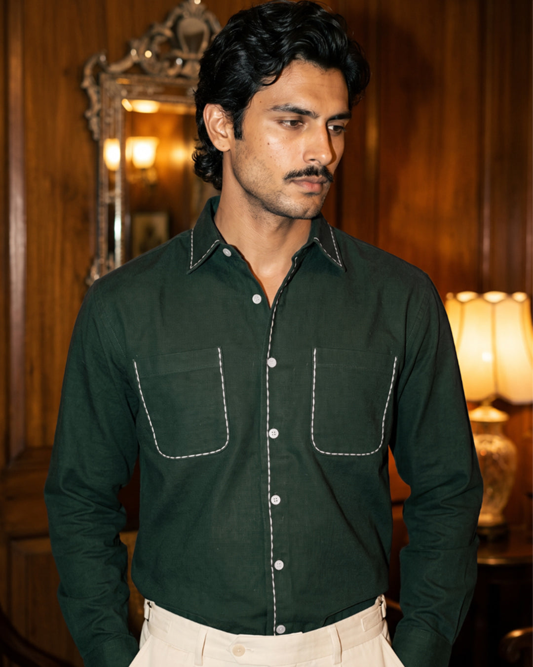Forest Green – Chawal Takka with Bouble Pocket Shirt