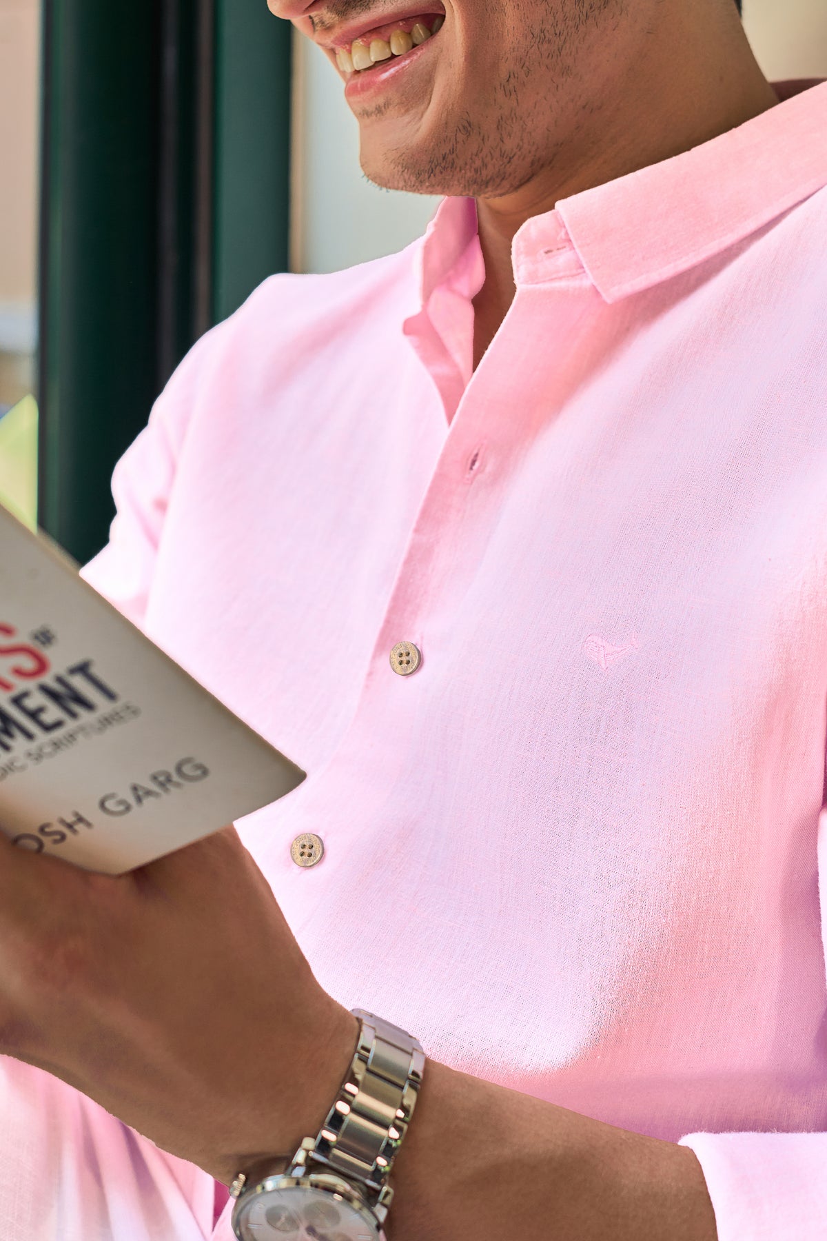 Arctic Pink Cotton-Linen Blend Essential Shirt