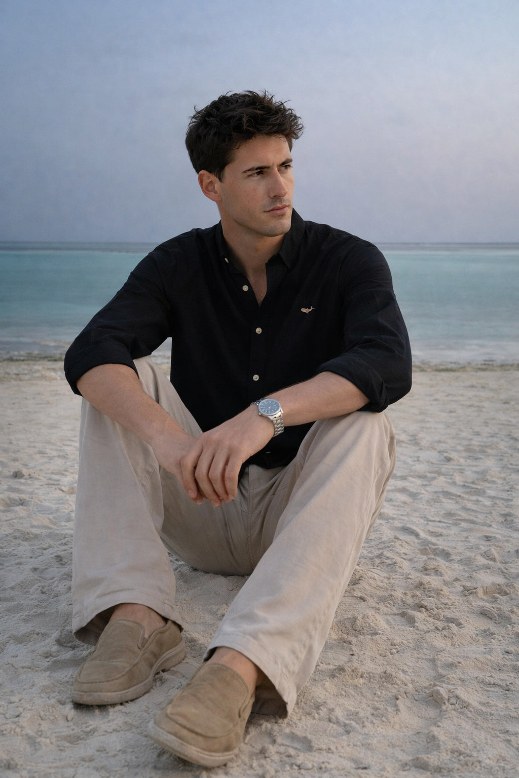 Persia Cotton-linen Regular Fit Black Essential Shirt
