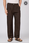 Amaterasu Linen-style 100% Pure Linen Straight Fit Pleated Brown pants