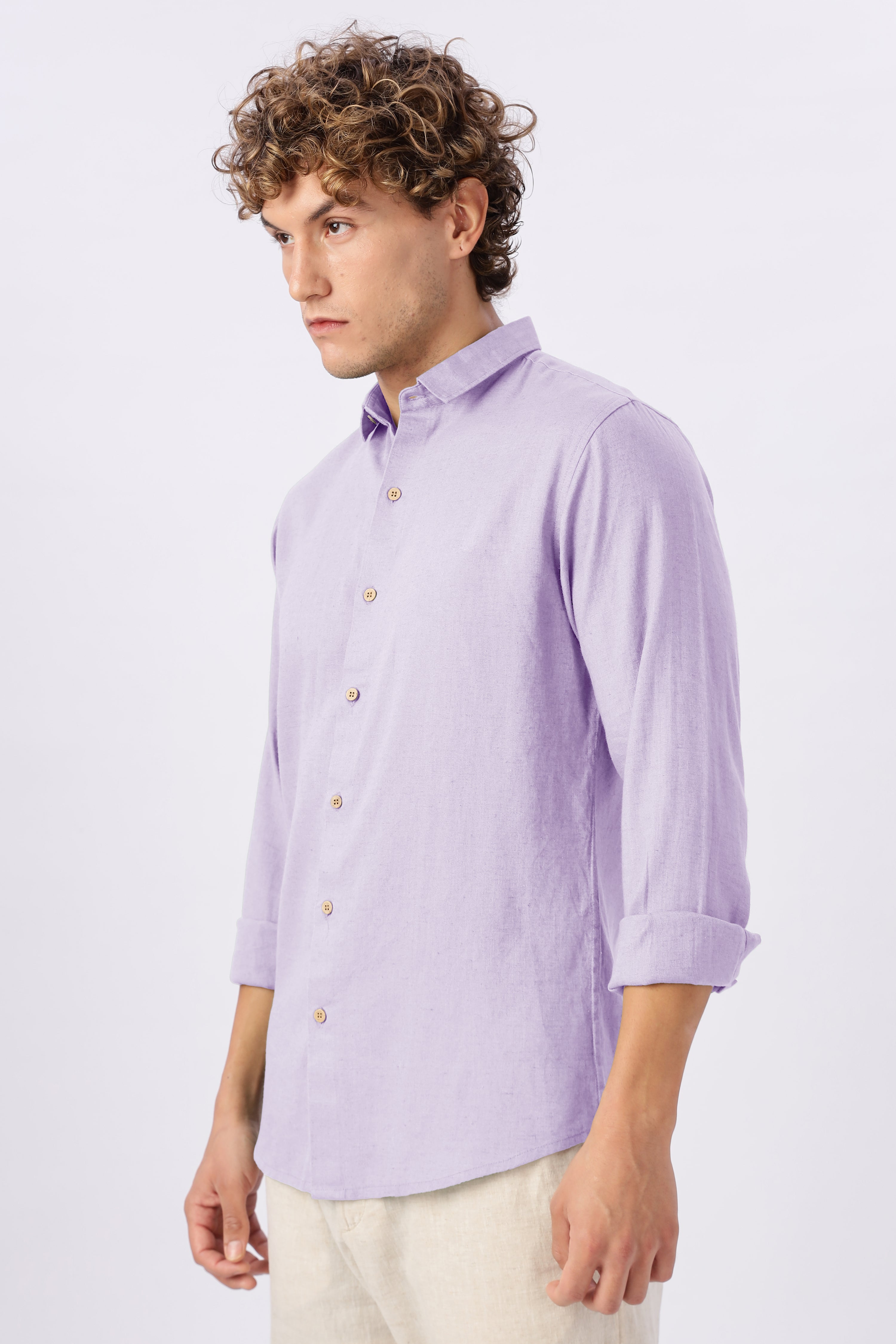 Lavender Ease 30% Linen Regular Fit Shirt