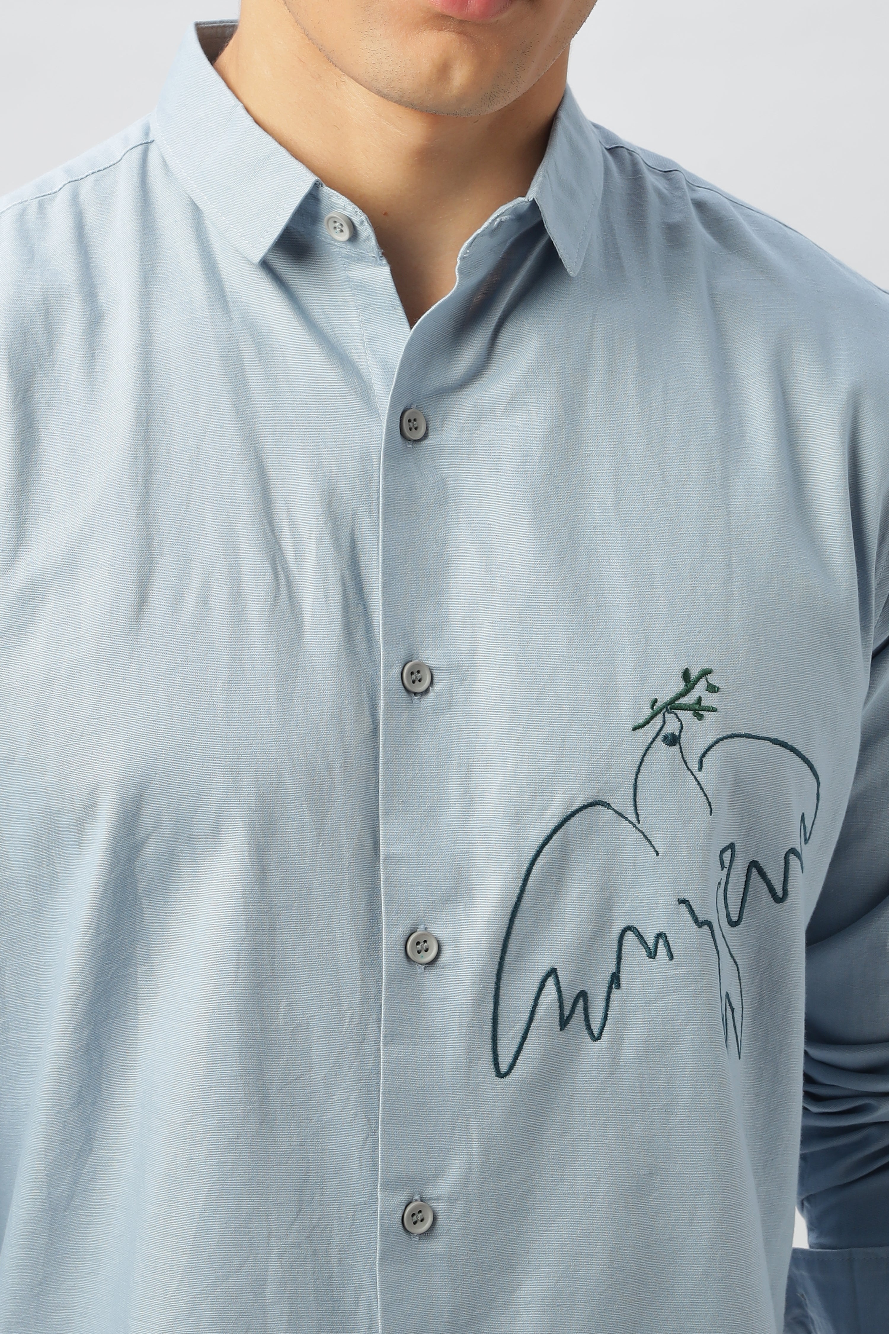 Emblem of peace embroidery linen shirt