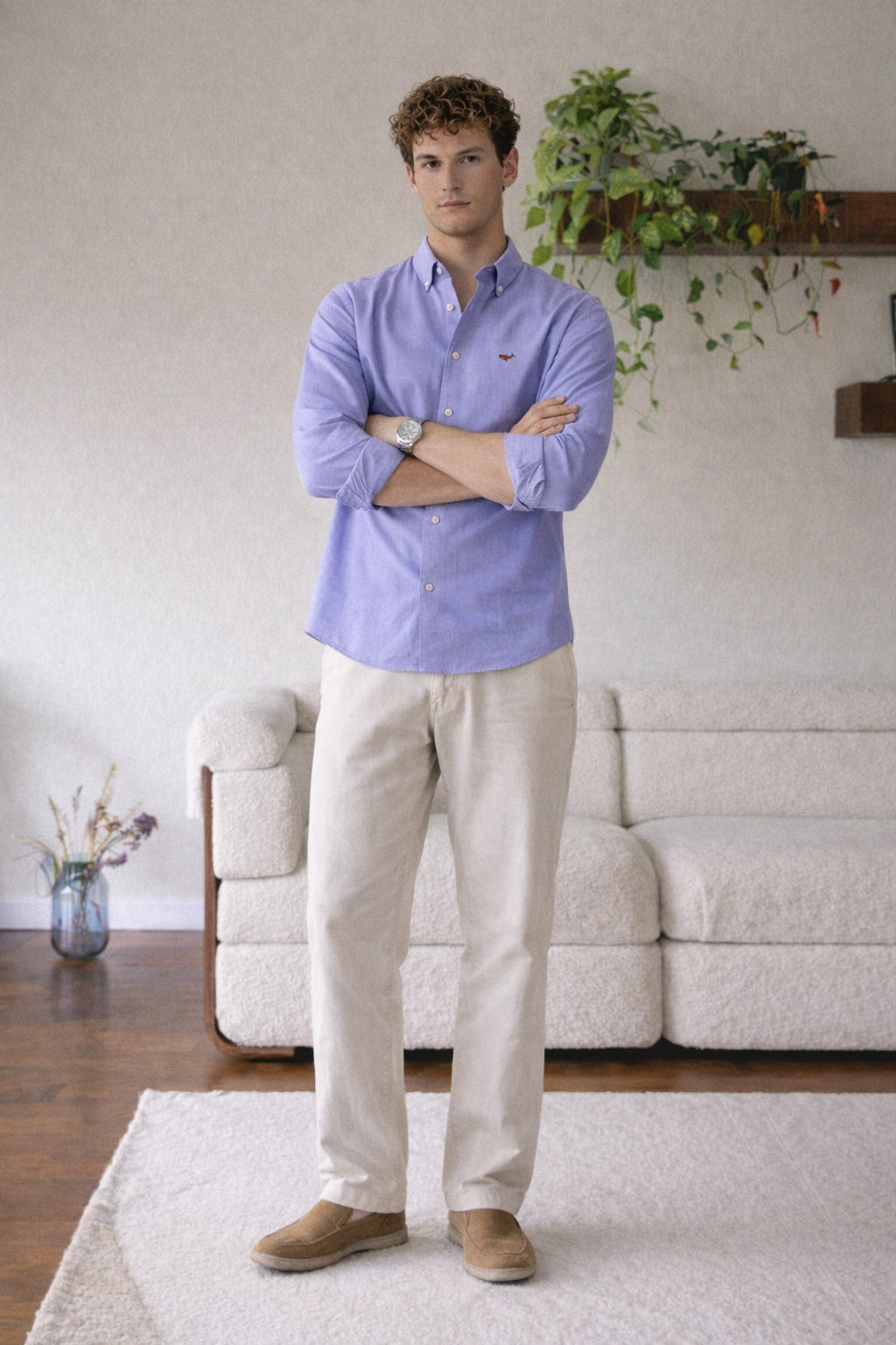 Porto Cotton-Linen Regular Fit Purple Essential Shirt