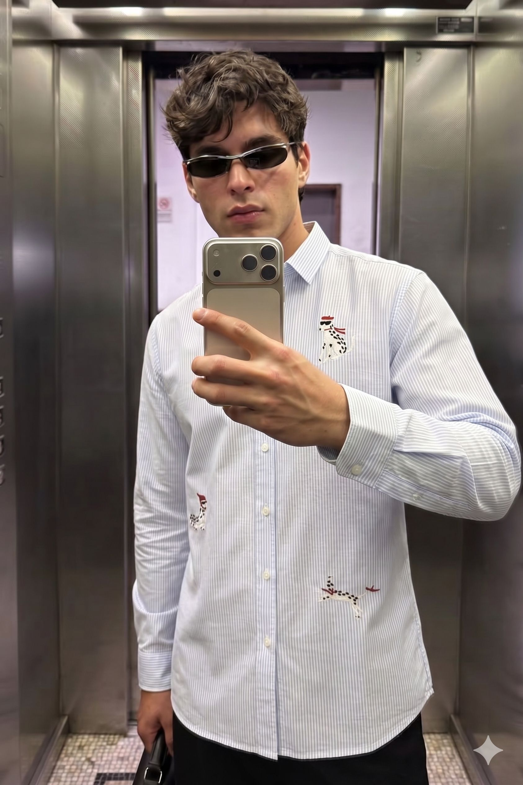 101 Dalmatians Cotton Regular Fit Blue Striped Shirt