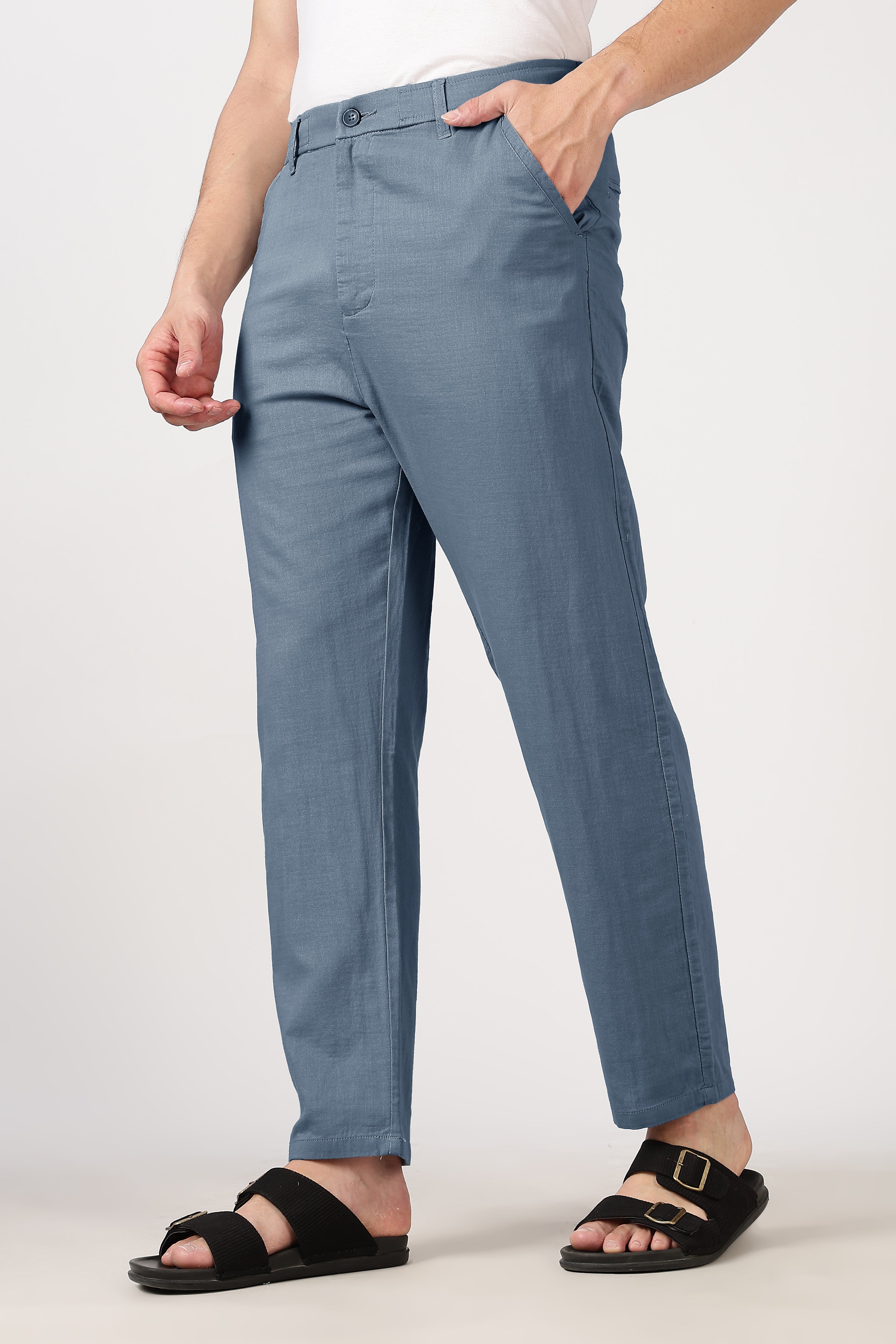 Linen-style 100% Cotton Straight Fit Mint Blue Pant