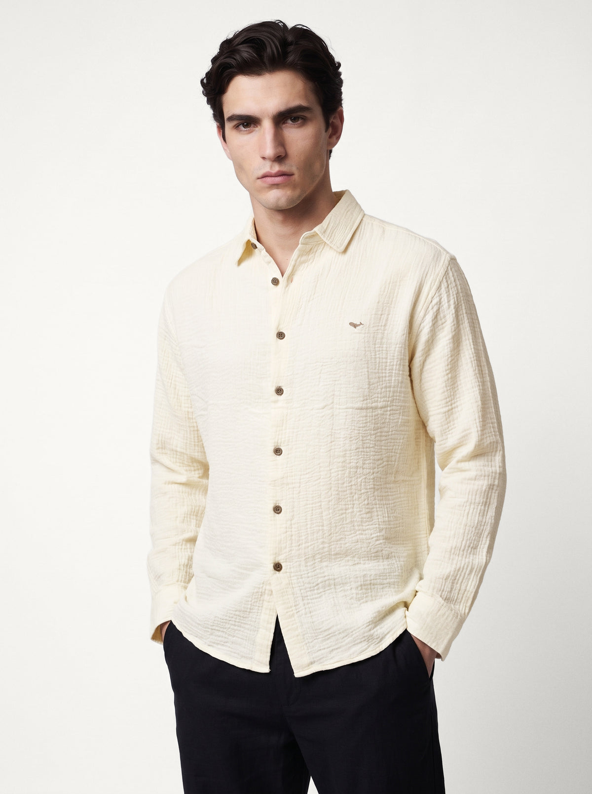 Bombay Beige Textured Double Cloth 100% Cotton Shirt