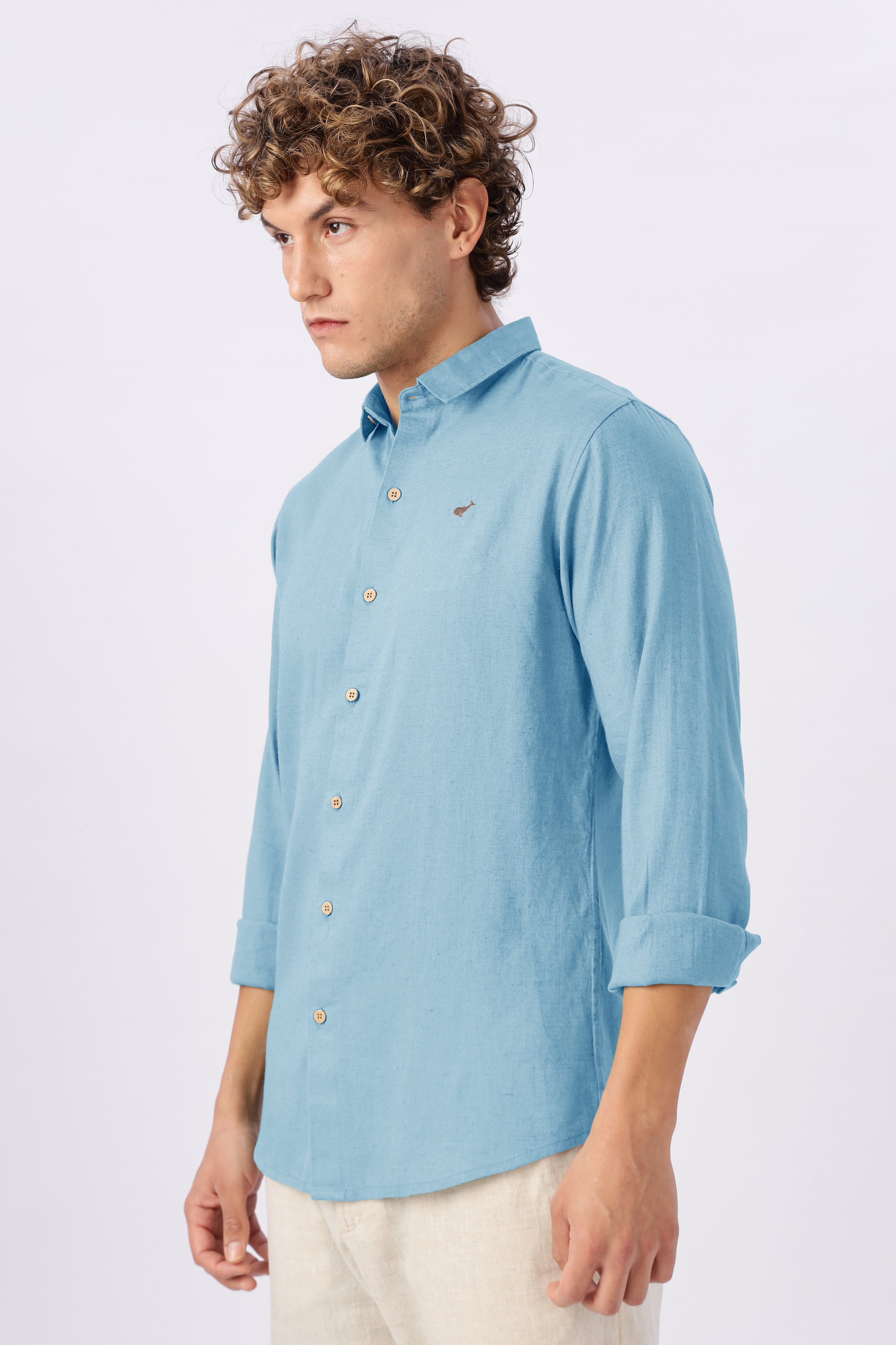 Pastel Blue 100% Linen 44 Lea Shirt