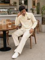 Lighthouse Beige 100% Cotton Co-ord Set outfit for men