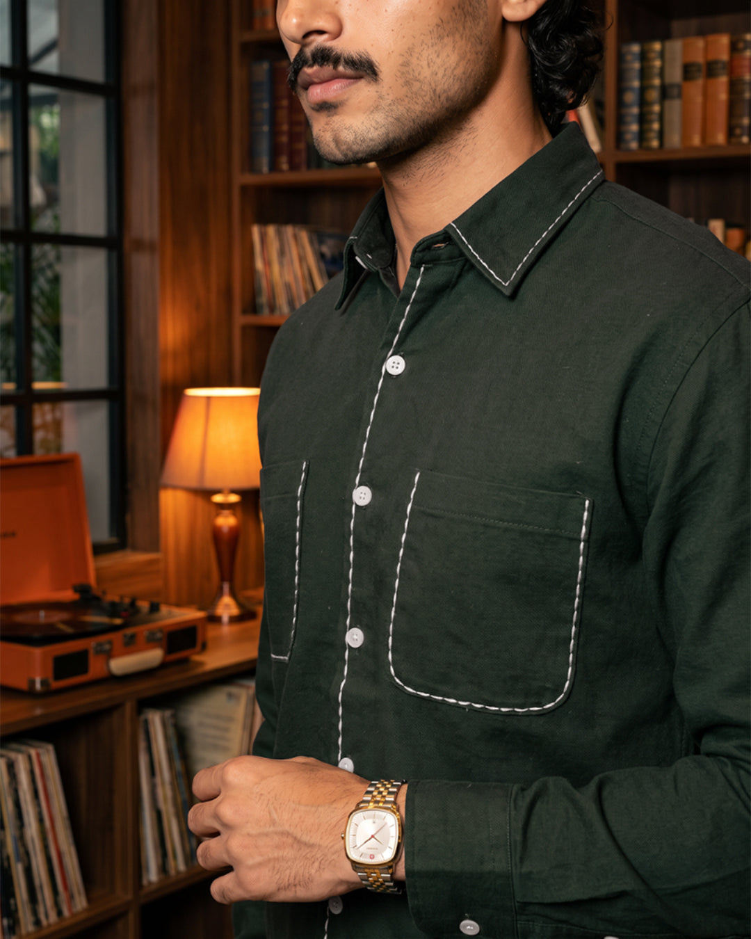 Forest Green – Chawal Takka with Bouble Pocket Shirt