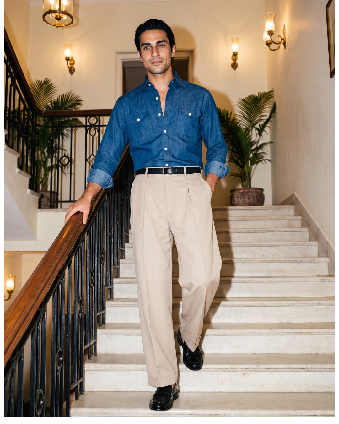 Ranch Chambray– Western Flap Pockets Utility Shirt