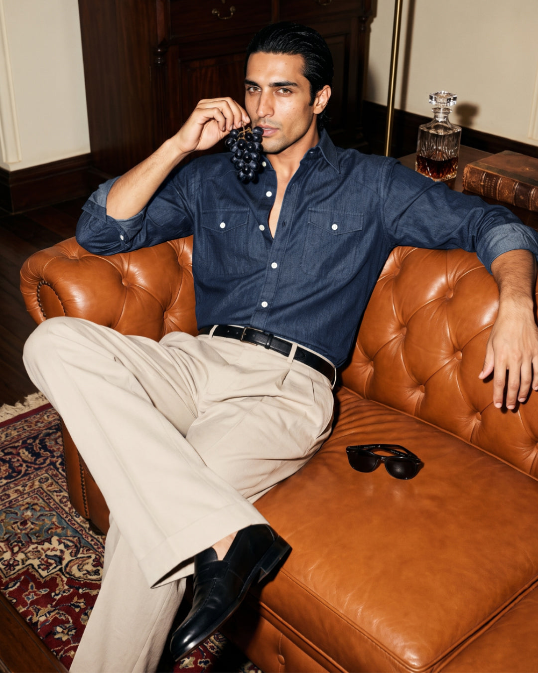 Chambray Denim– Western Flap Pockets Utility Shirt