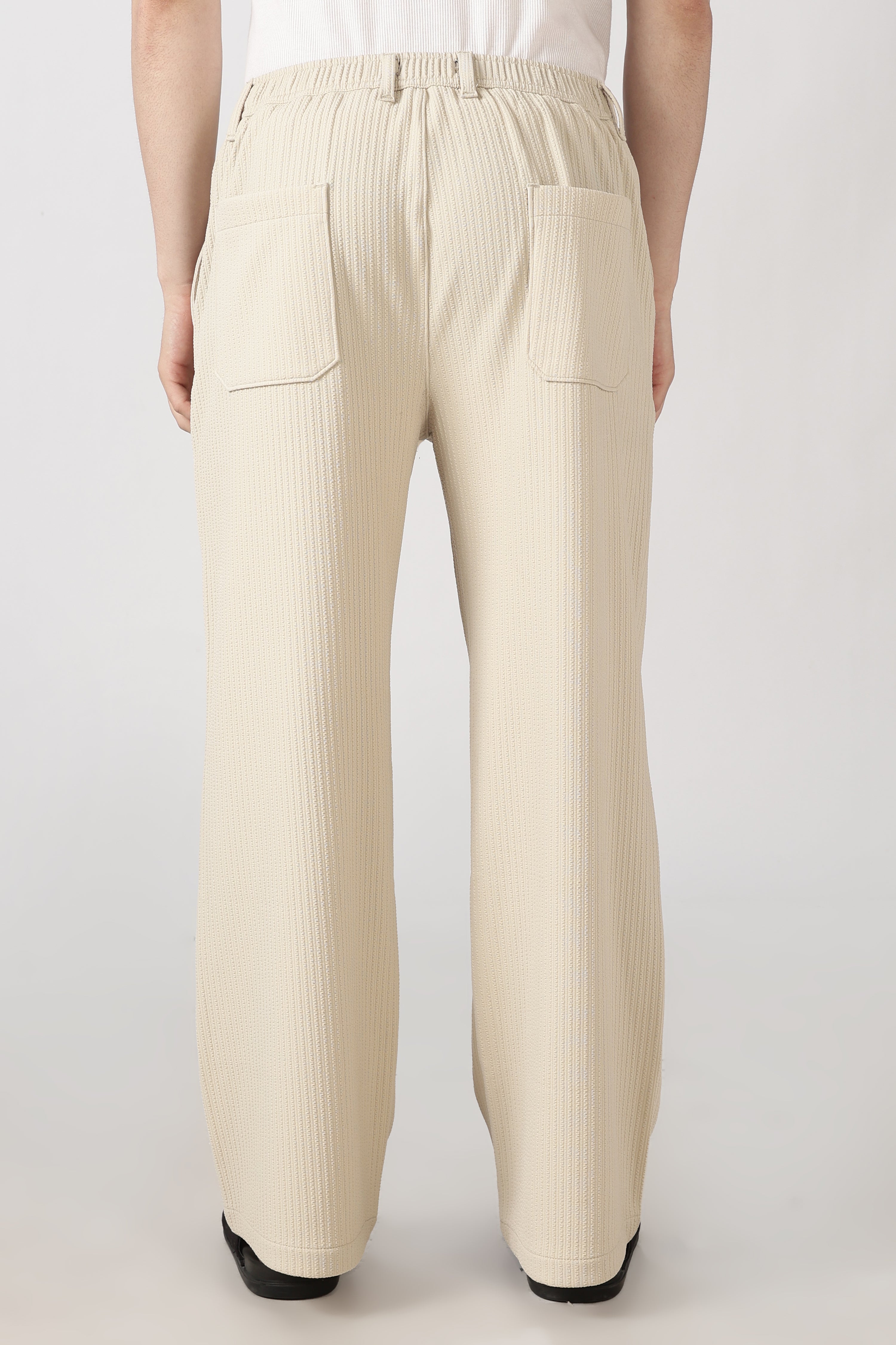 Coasta Textured Parallel Fit Cream Pants