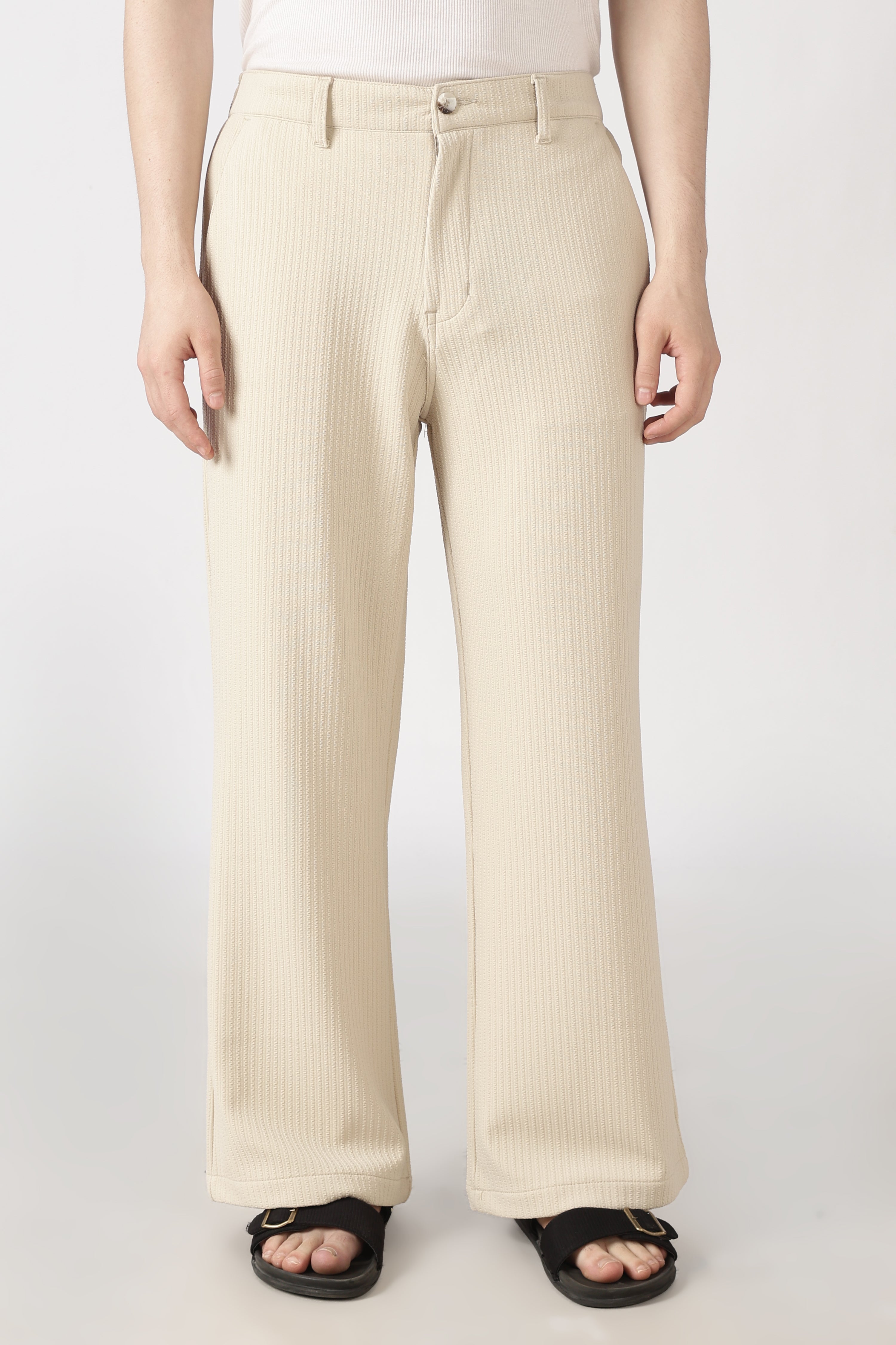 Coasta Textured Parallel Fit Cream Pants