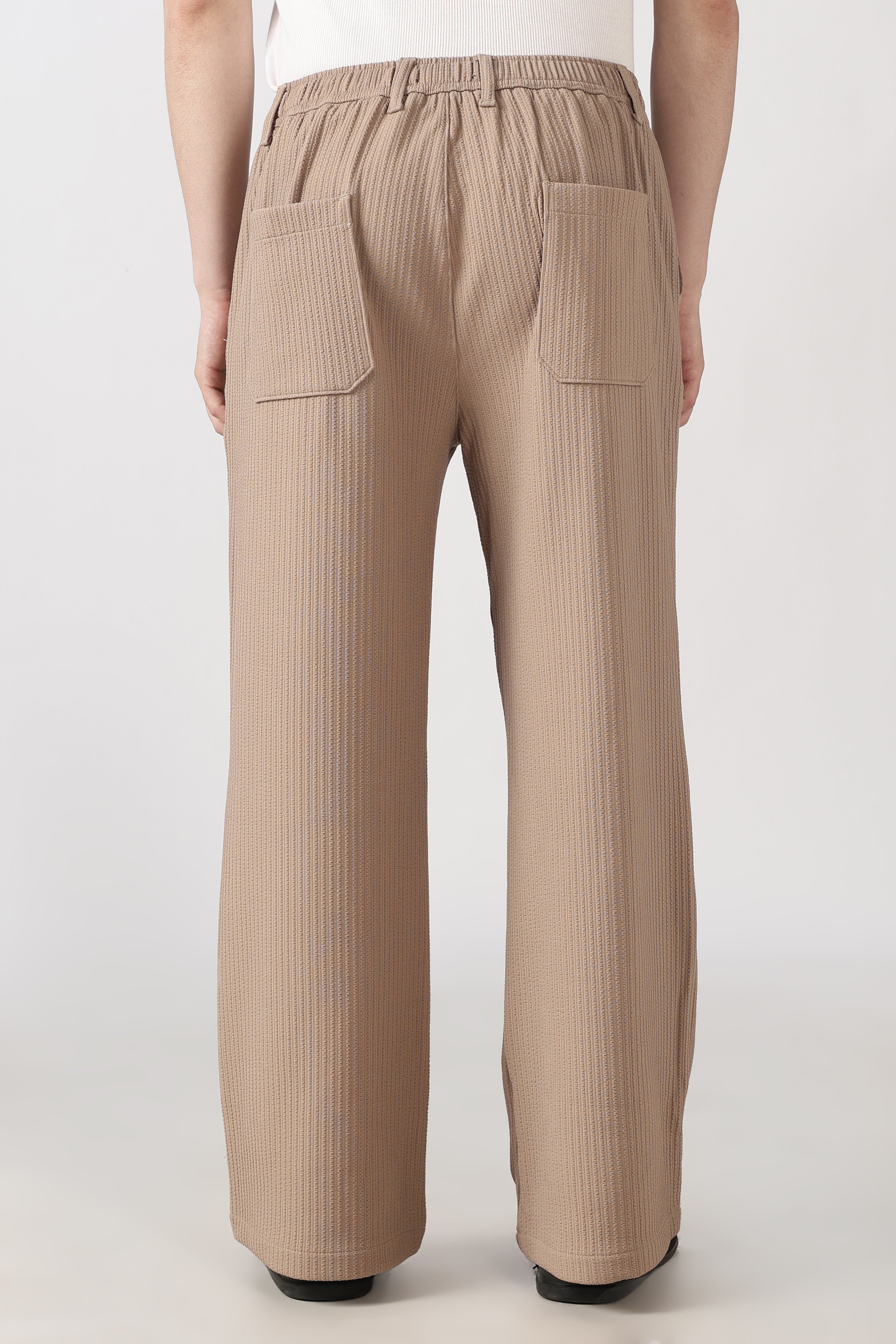 Coasta Textured Parallel Fit Brown Pants