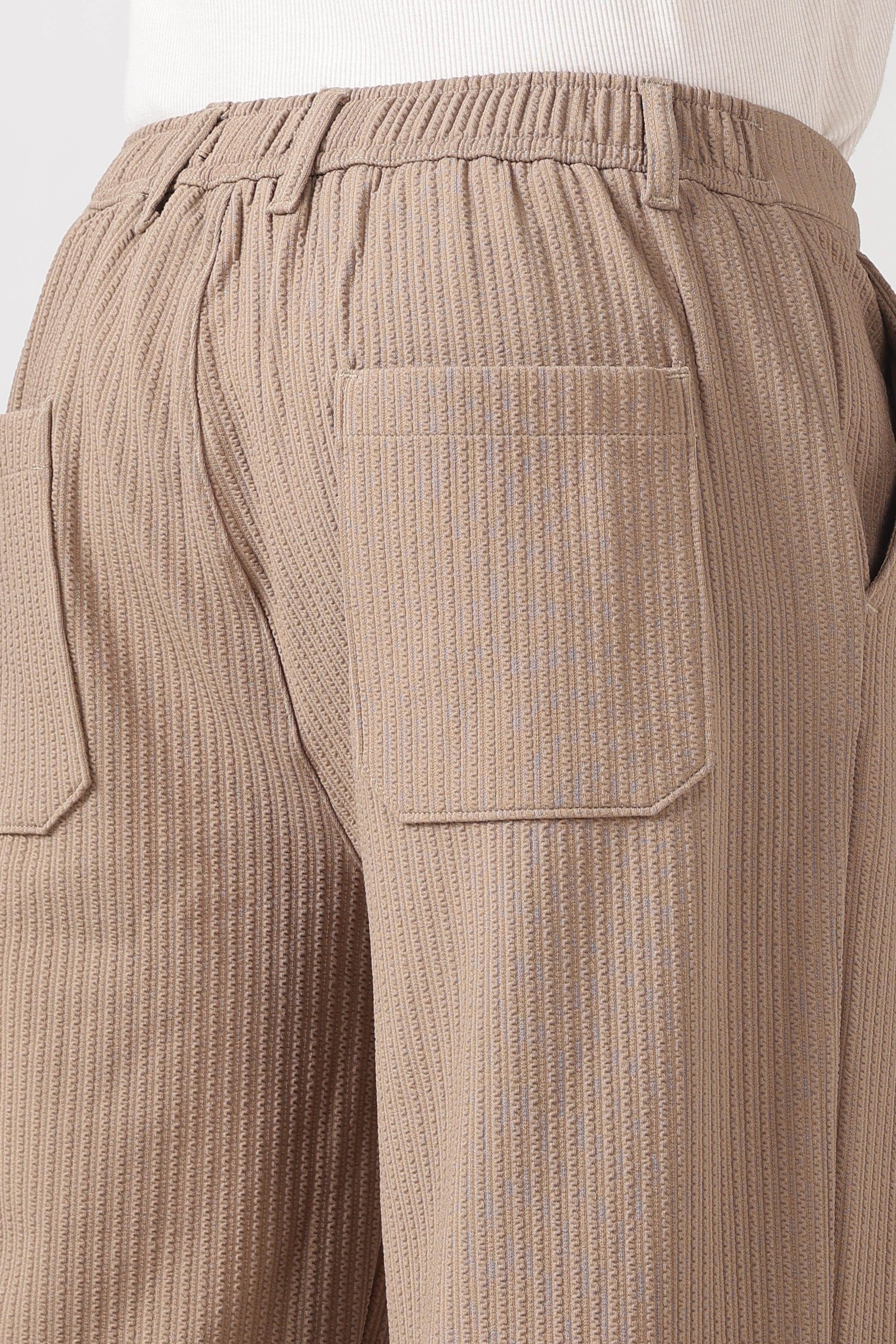 Coasta Textured Parallel Fit Brown Pants