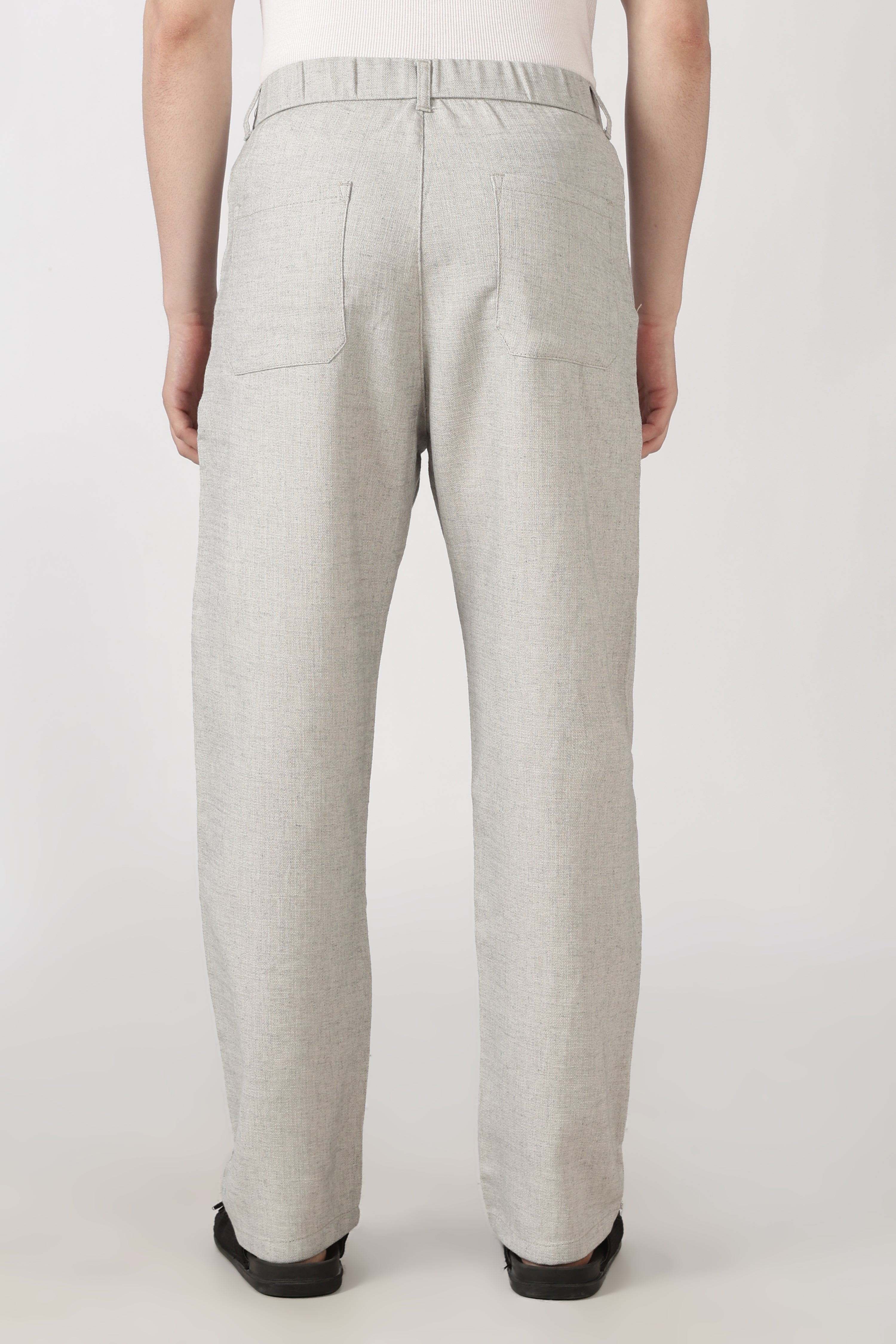 Linen-style 100% Cotton Straight Fit Grey Pant