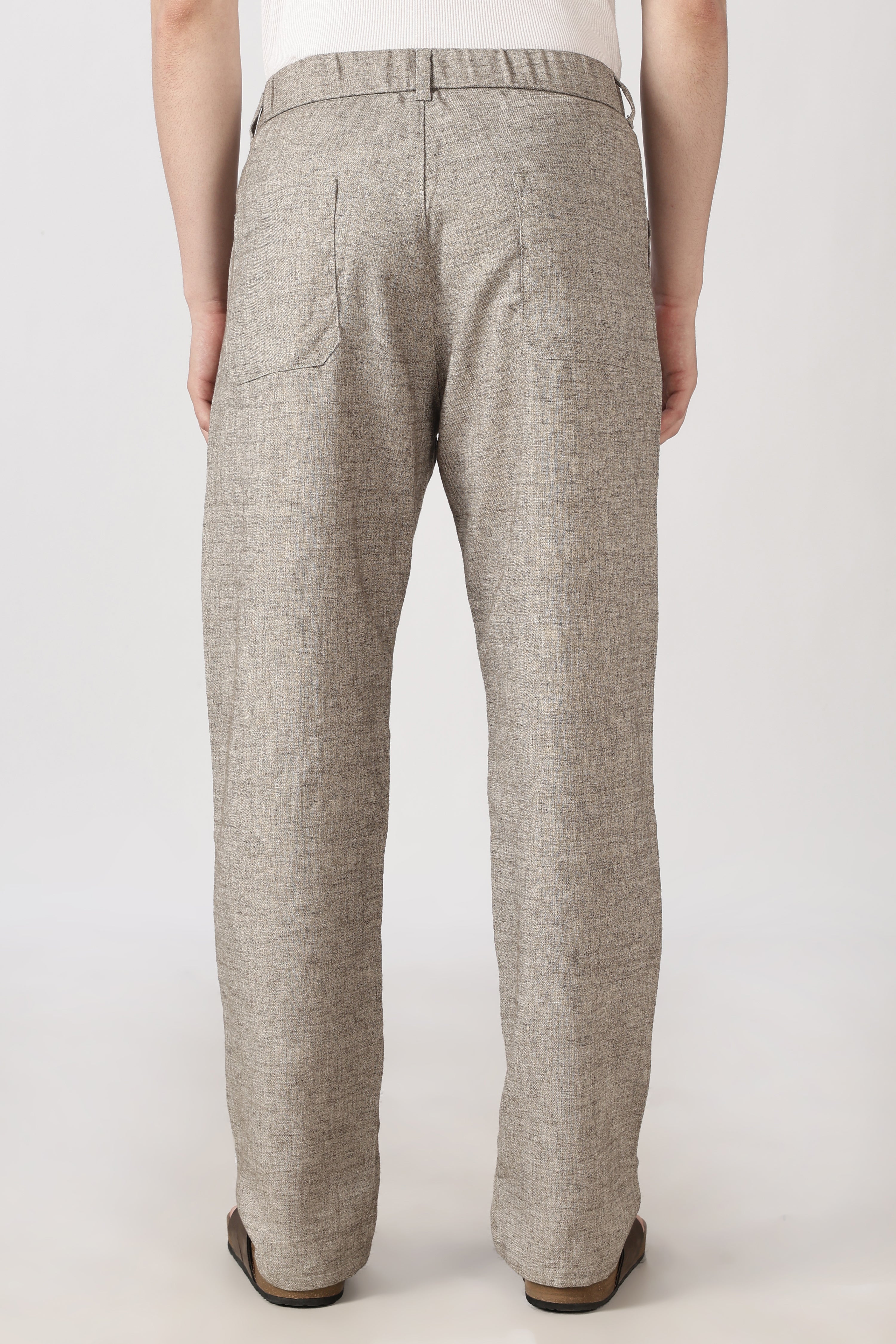 Linen-Style 100% Cotton Straight Fit Brown Textured Pant