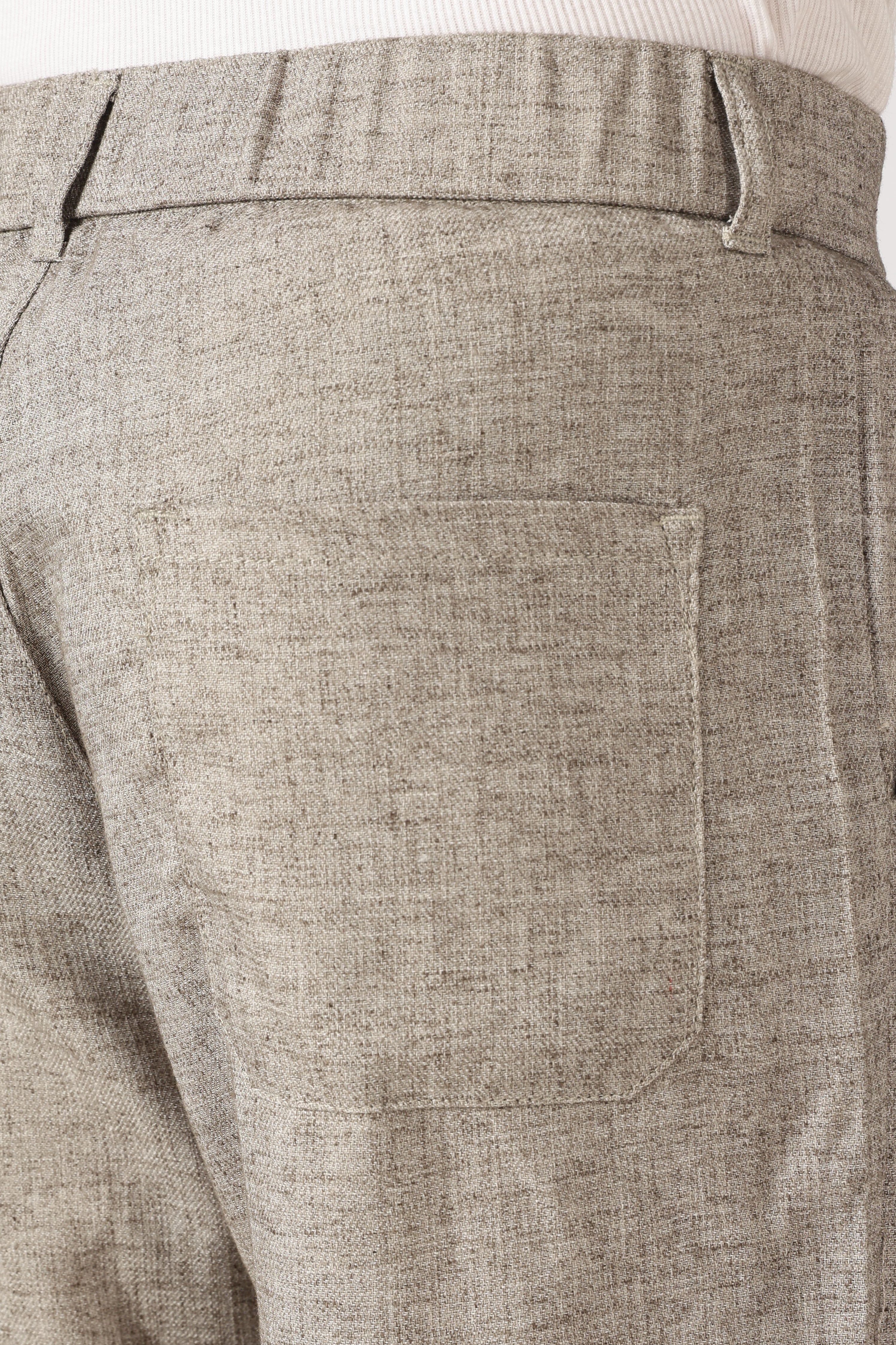 Linen-Style 100% Cotton Straight Fit Brown Textured Pant