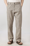 Cove Melange Linen-Style 100% Cotton Straight Fit Brown Textured Pant