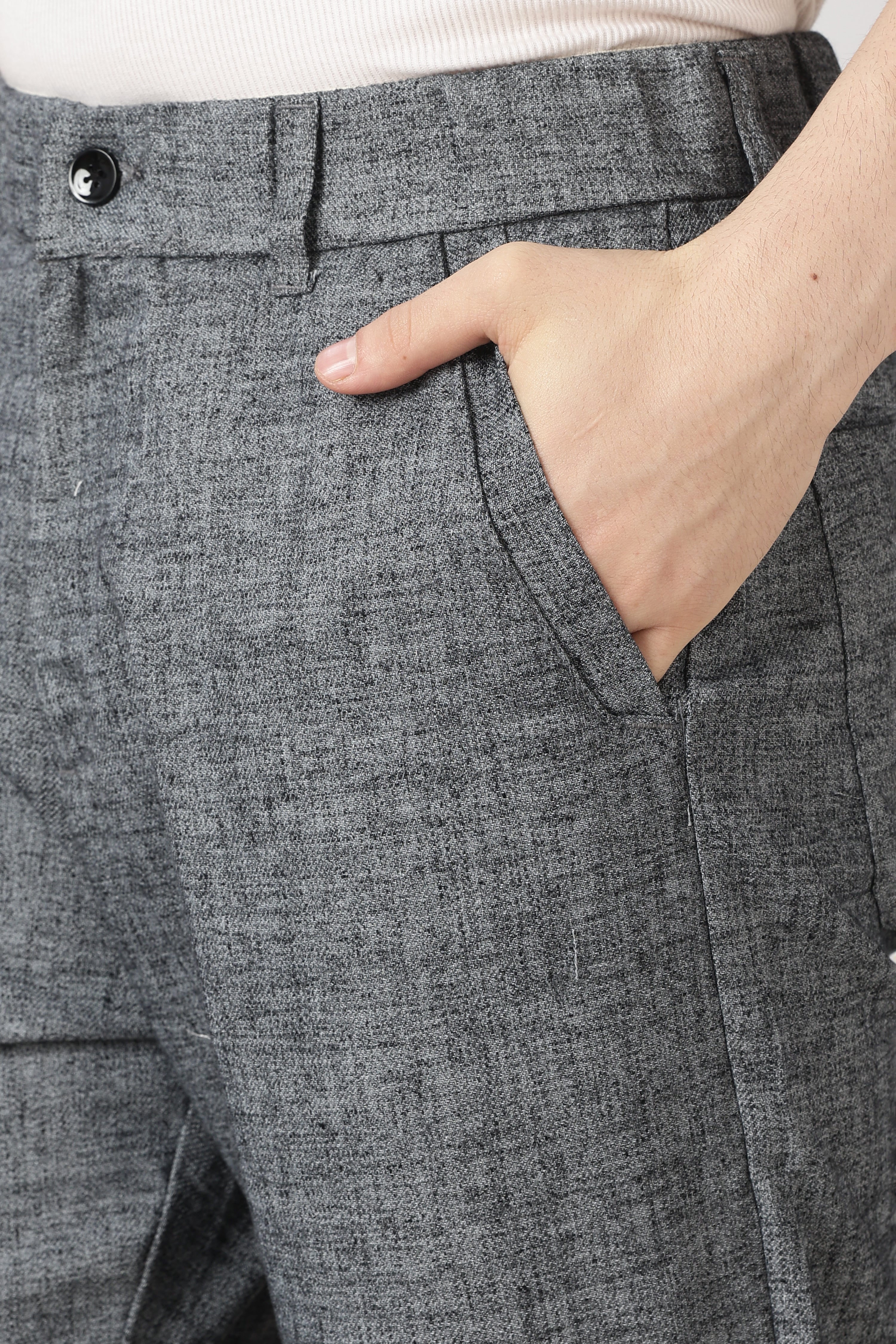 Linen-style 100% Cotton Straight Fit Grey Pant