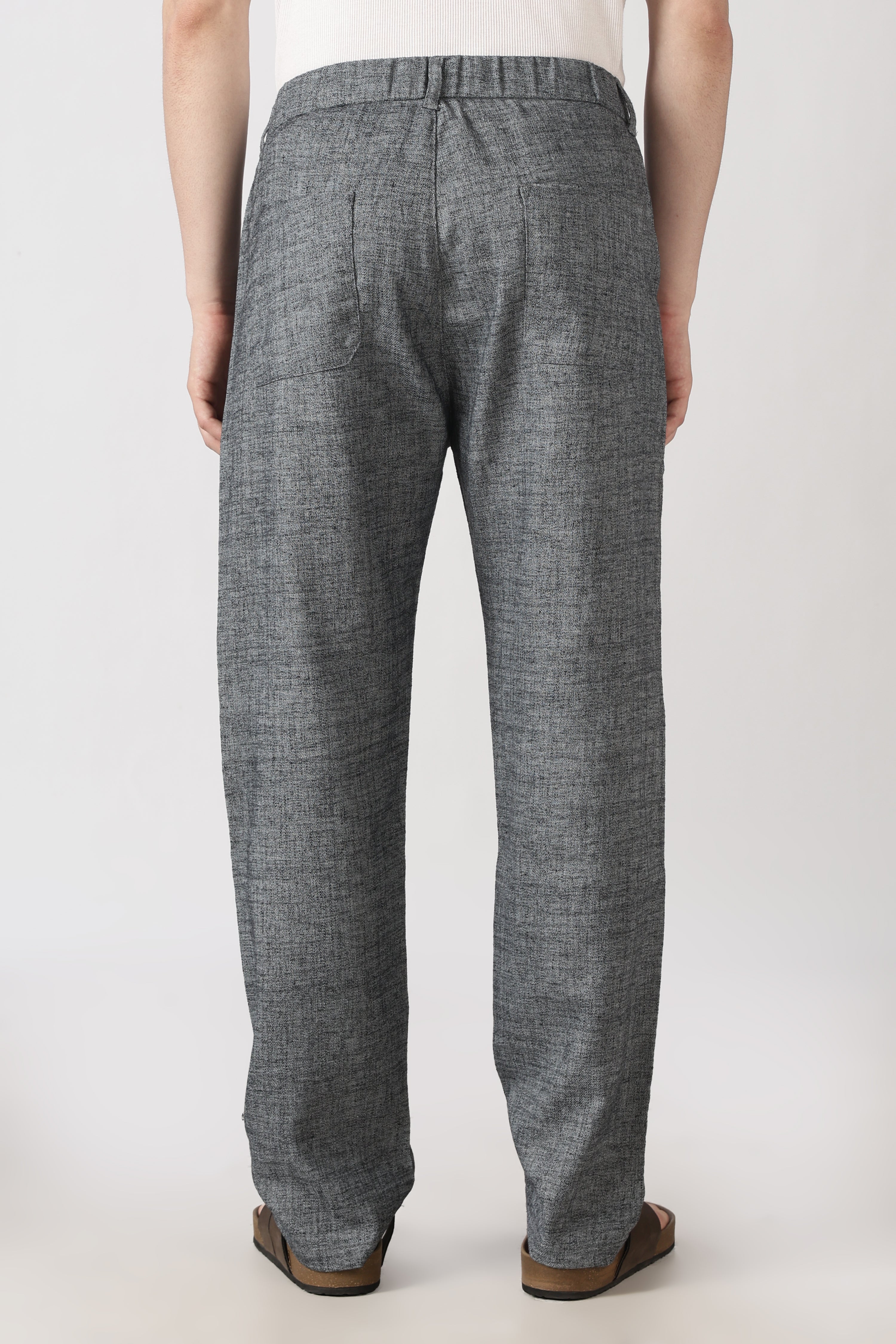 Linen-style 100% Cotton Straight Fit Grey Pant