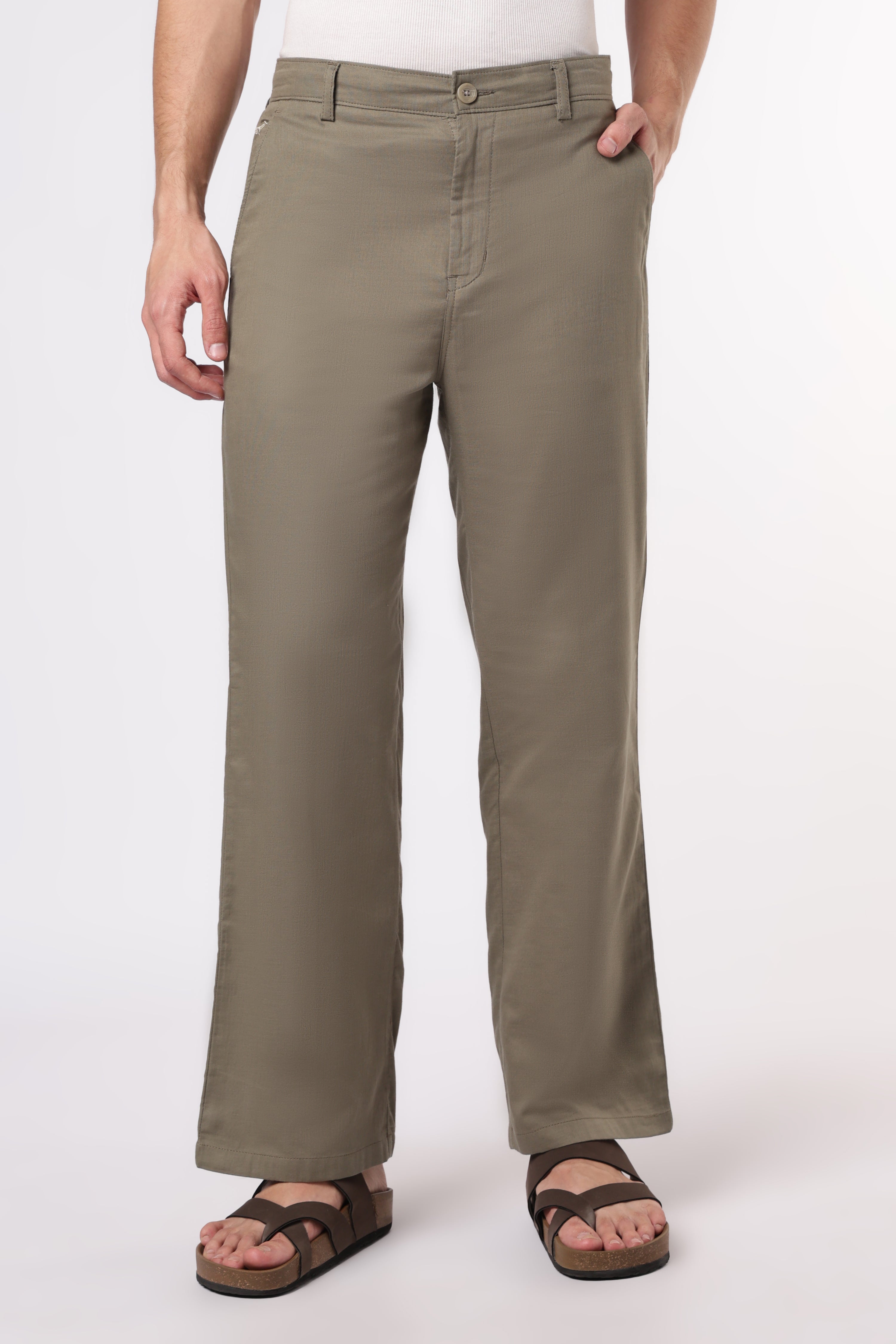 Linen-style 100% Cotton Straight Fit Mint Green Pant