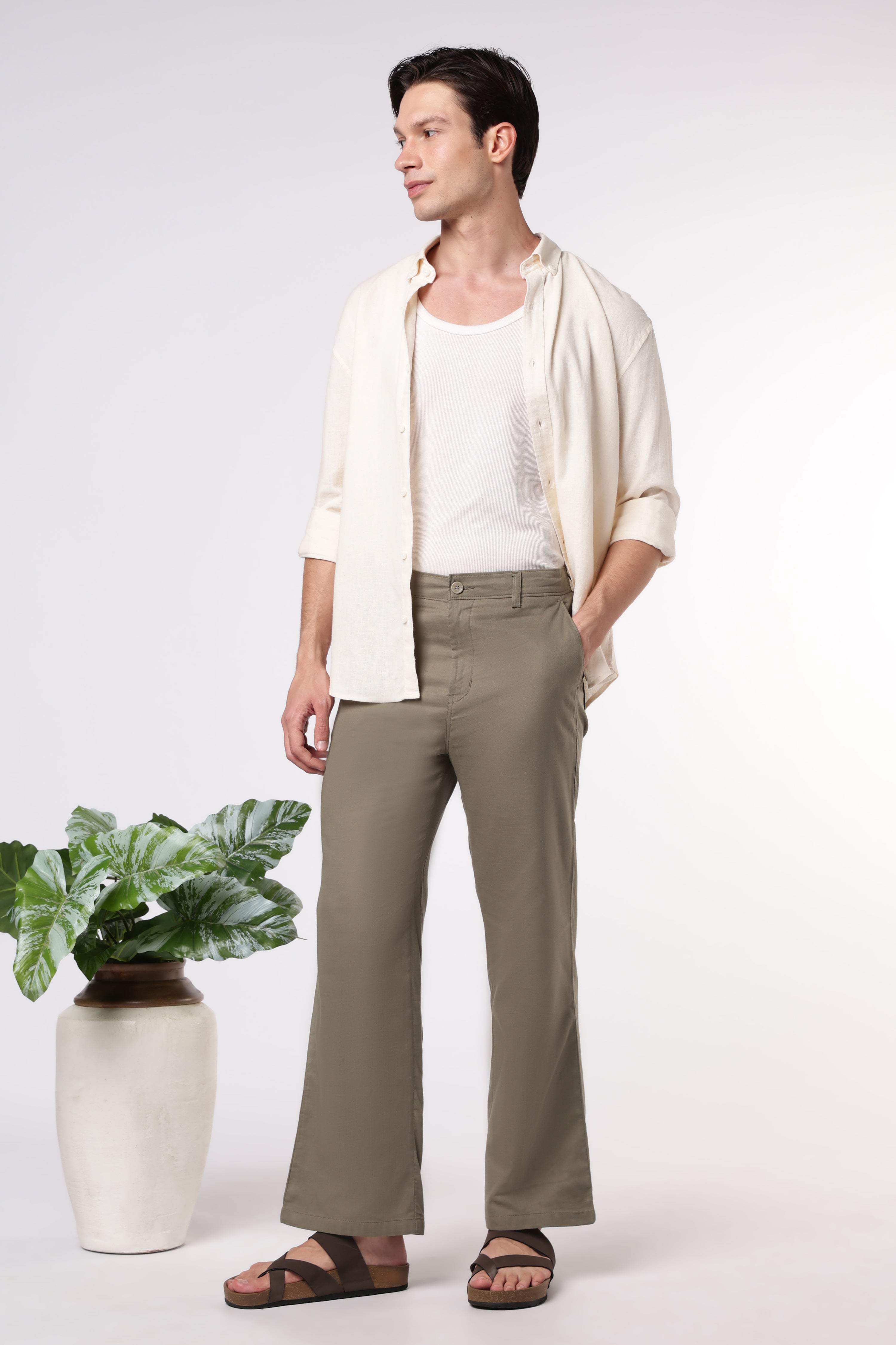 Linen-style 100% Cotton Straight Fit Mint Green Pant