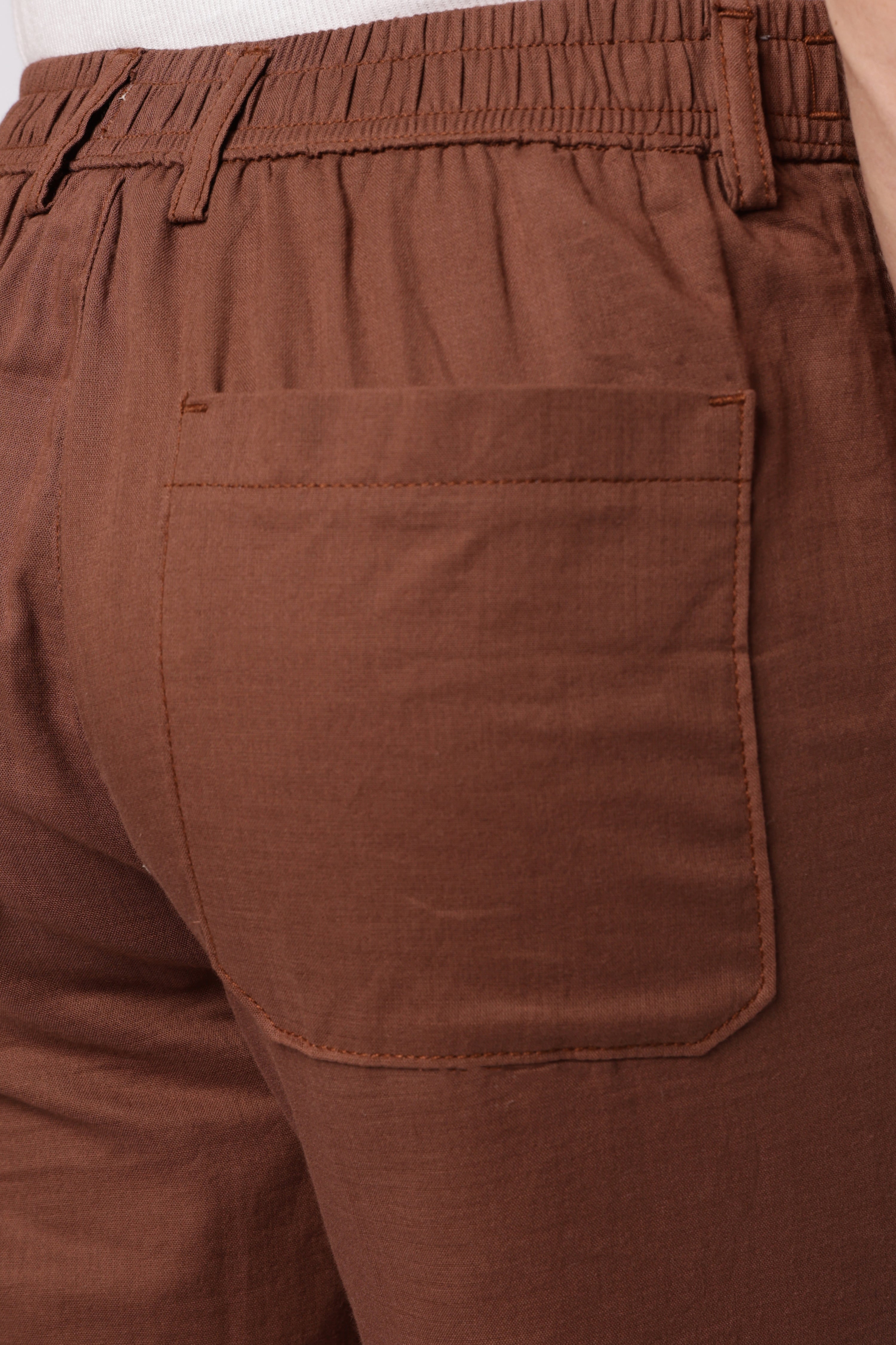 Linen-style 100% Cotton Straight Fit Brown Pant