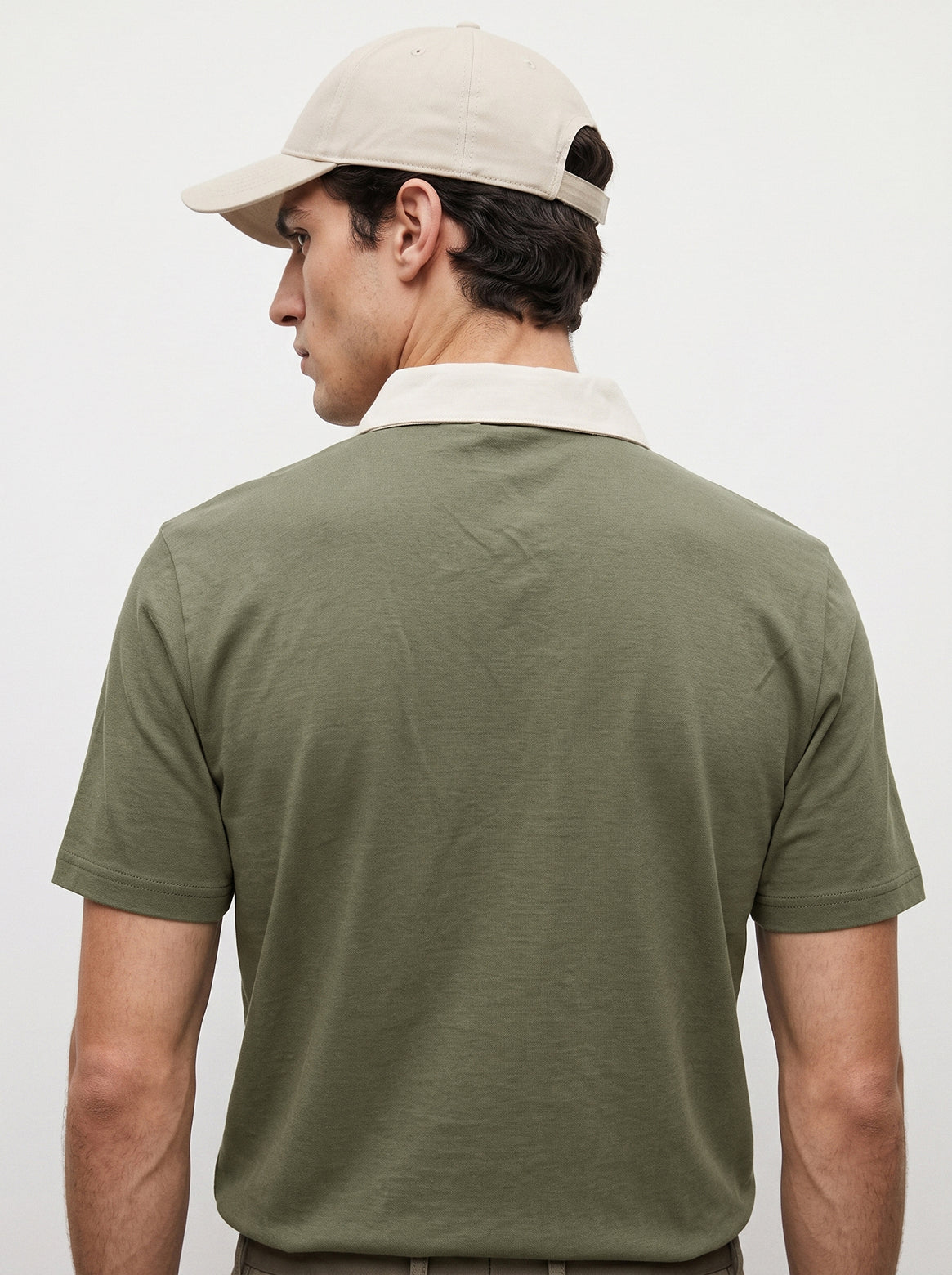 Heritage Heron Cotton Contrast Collar Green Embroidered T-Shirt