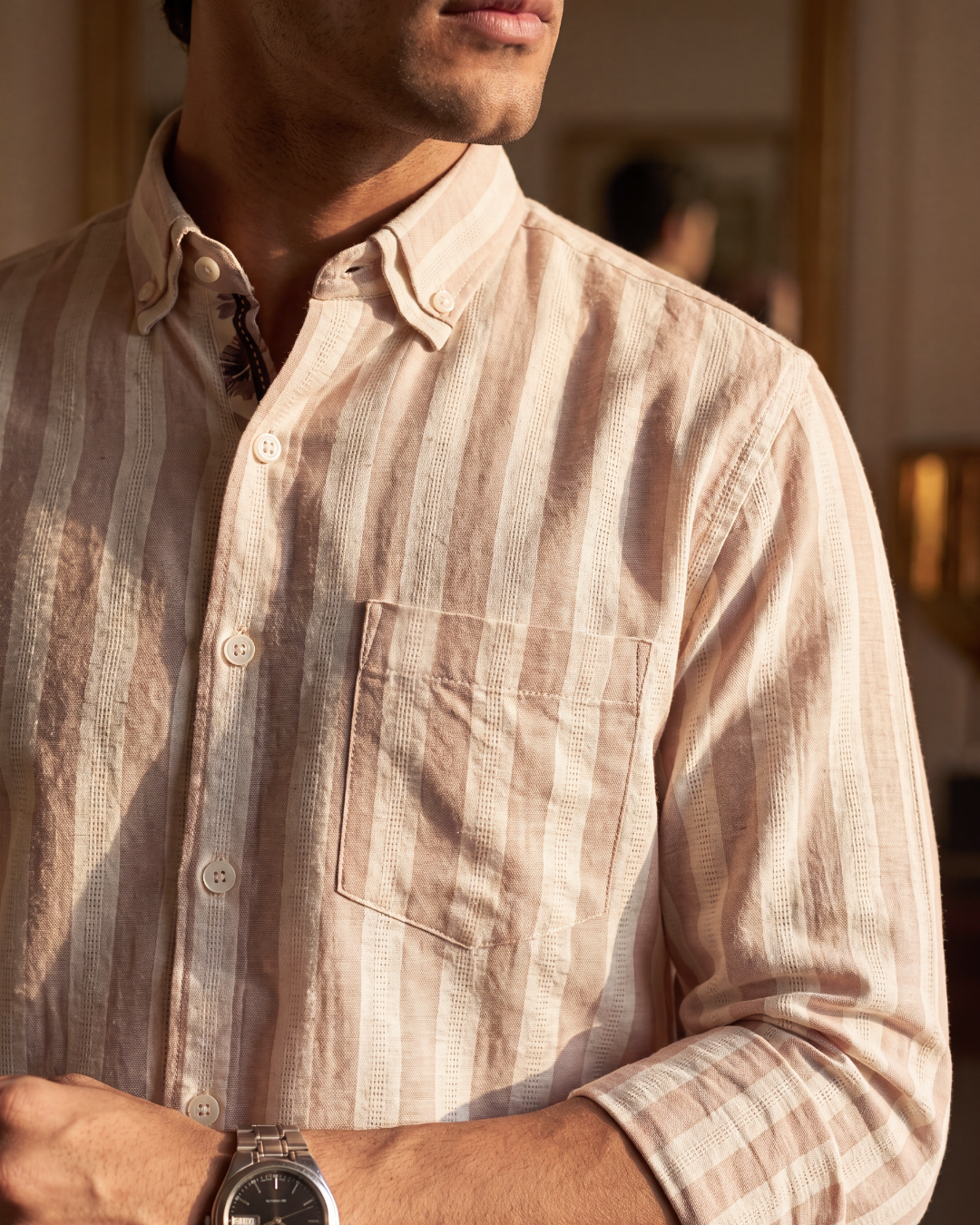 Cabana Stripe- Printed Button Placket Shirt