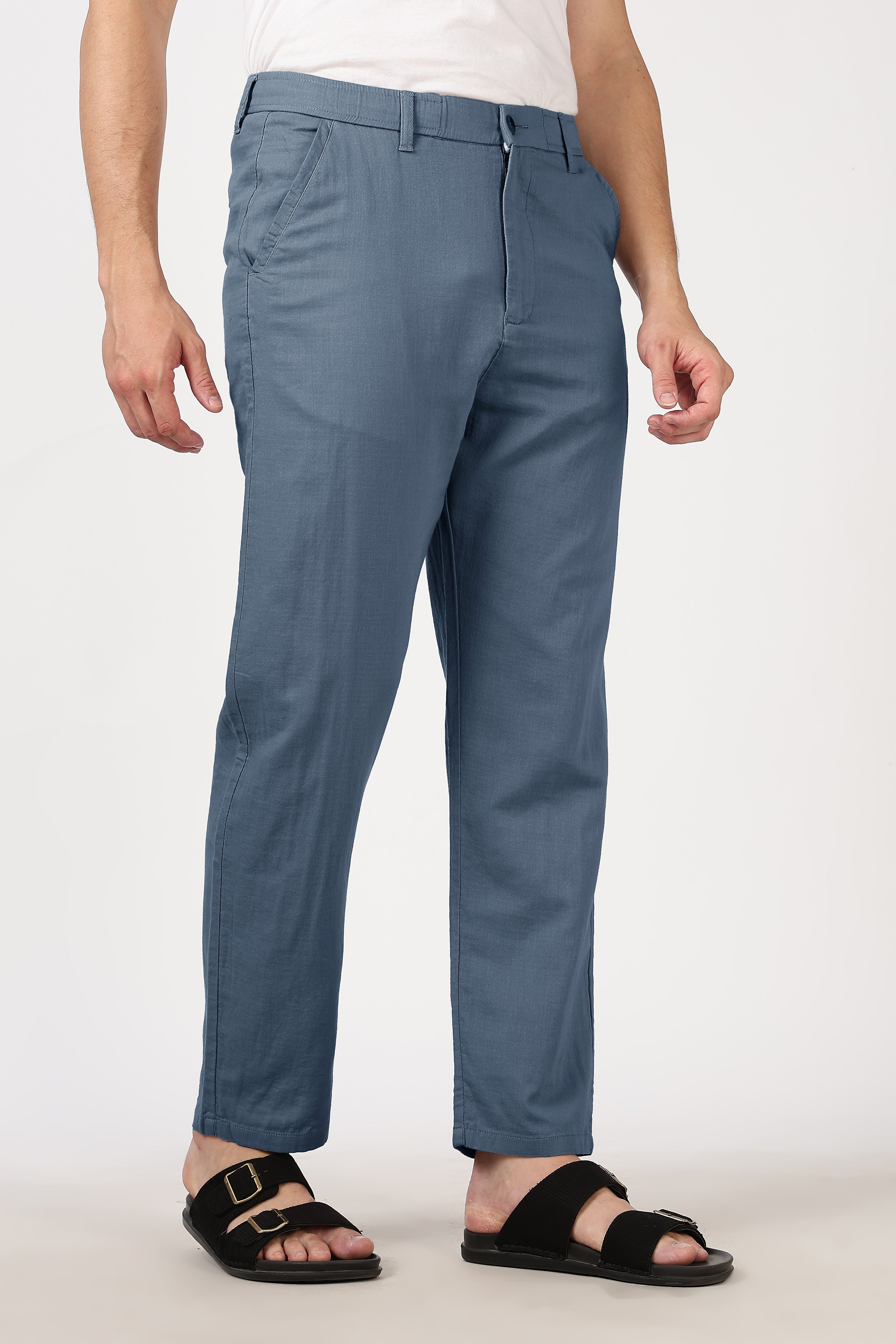 Linen-style 100% Cotton Straight Fit Mint Blue Pant