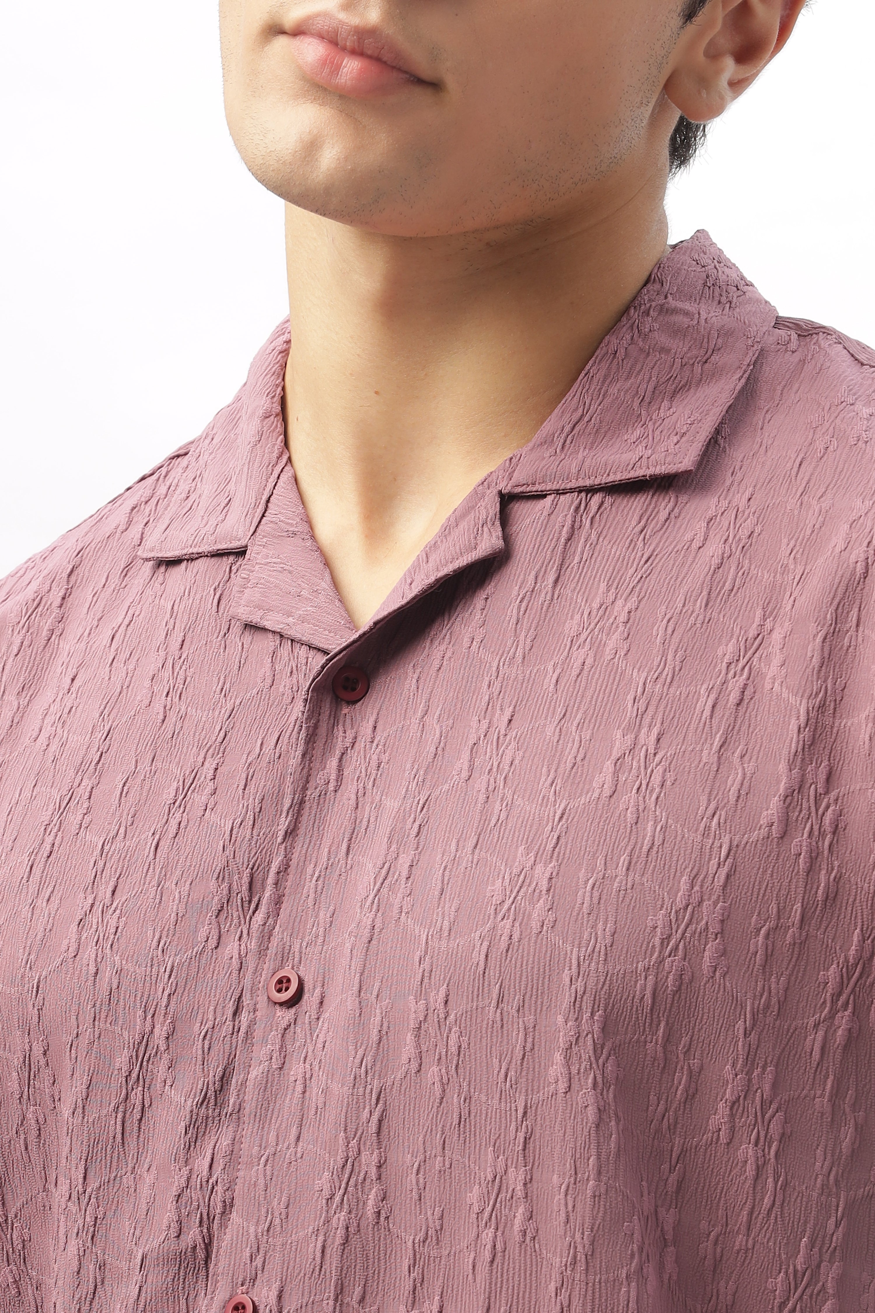 Miami Pink Textured Camp Collar Shirt