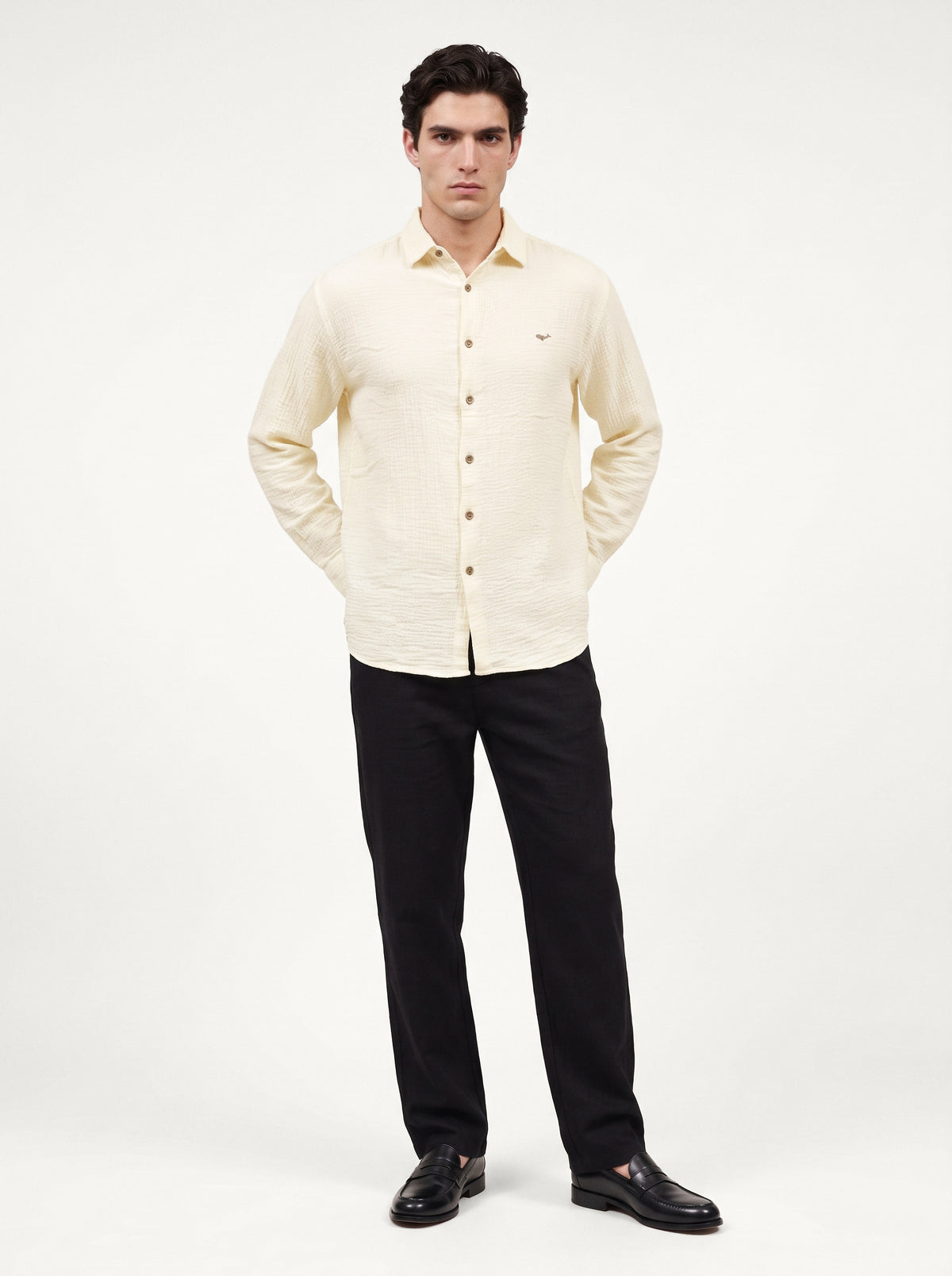 Bombay Beige Textured Double Cloth 100% Cotton Shirt