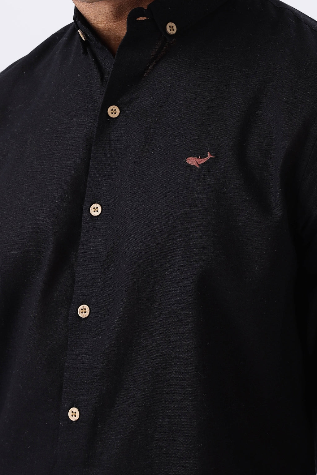 Persia Cotton-linen Regular Fit Black Essential Shirt