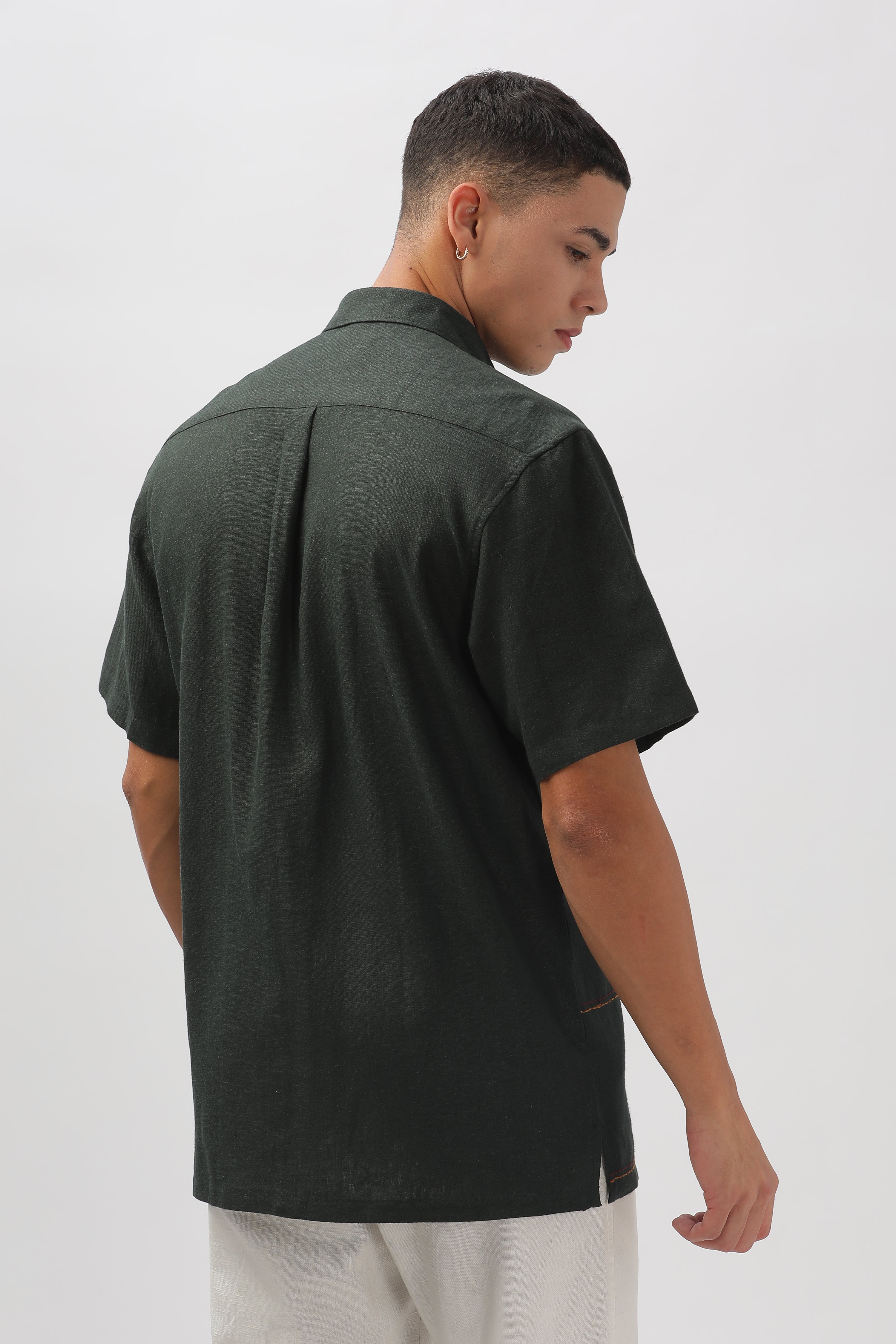 Cuenca Green All Over Embroidery Shirt