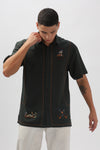 Cuenca Green All Over Embroidered Box Fit Shirt