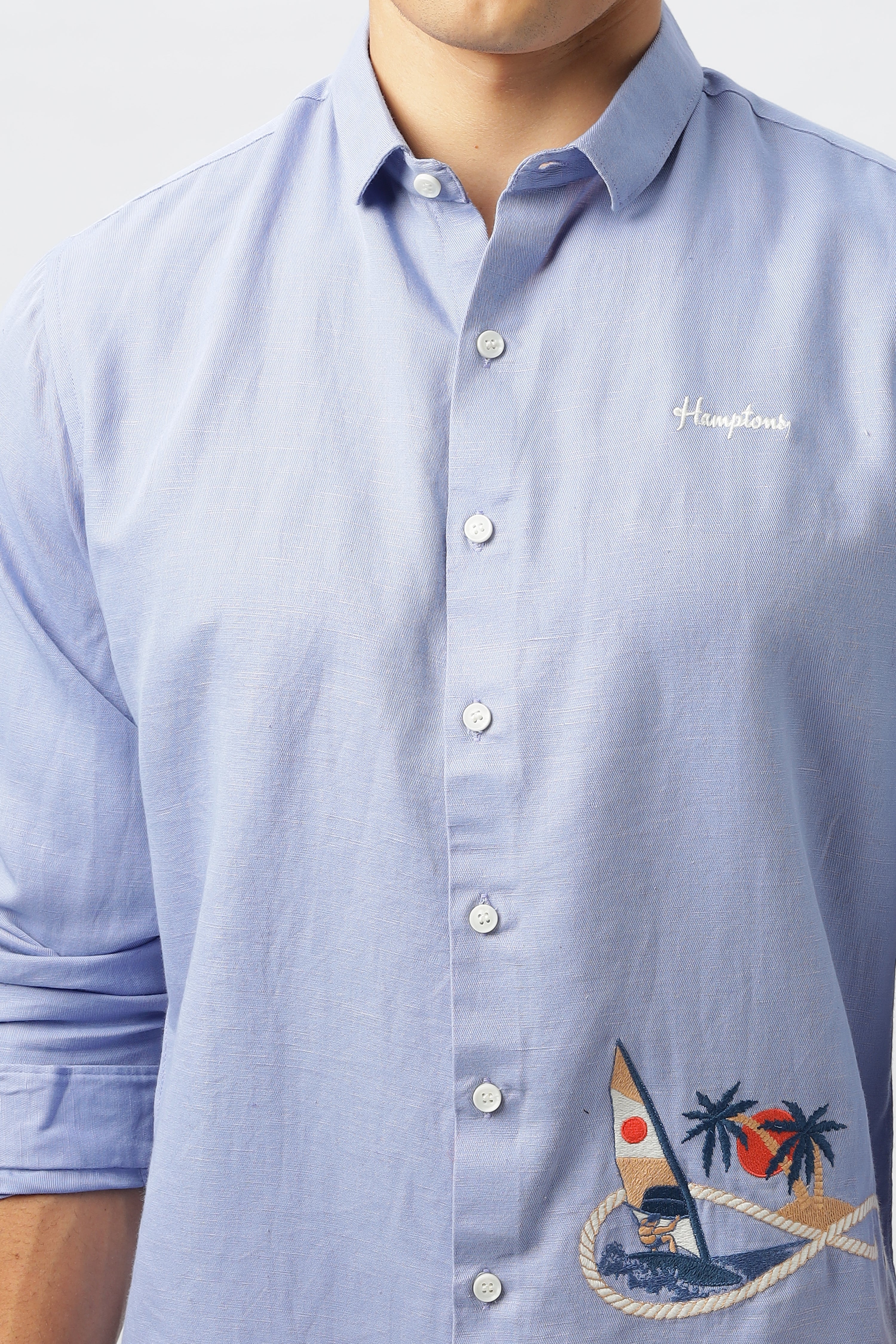 Sundown Sail Blue Embroidered Shirt