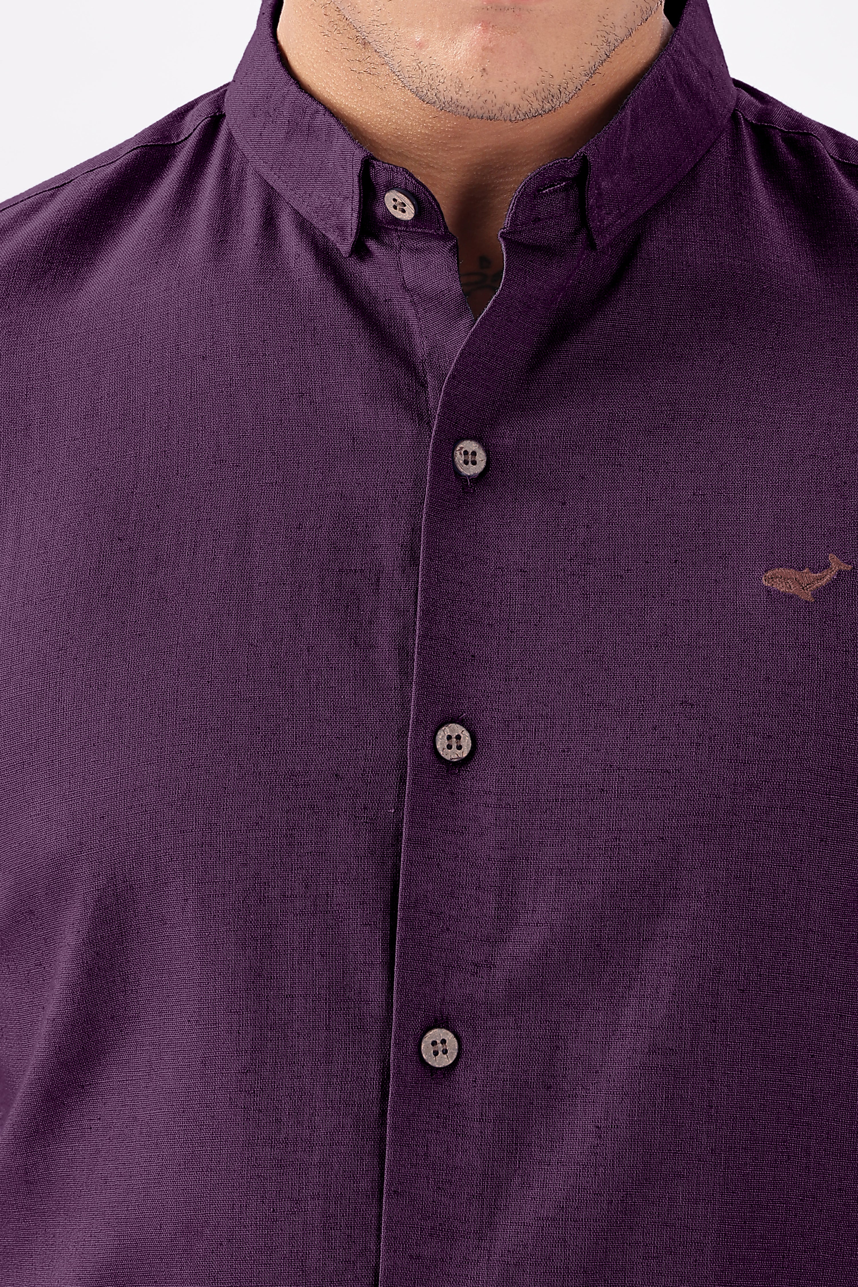 Aubergine Cotton-Linen Essential Shirt