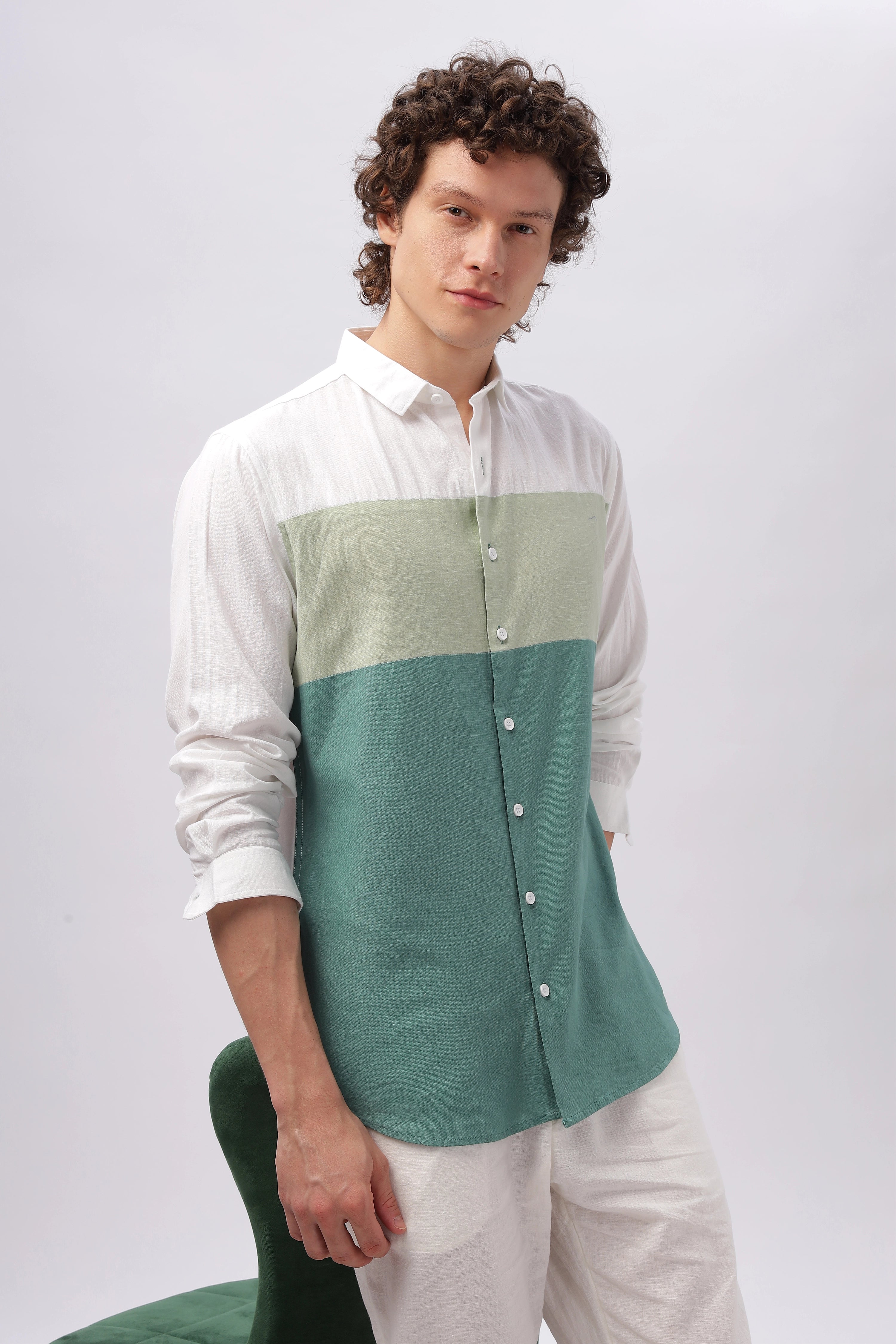 Cut & Sew Amalfi Hue Cotton Shirt