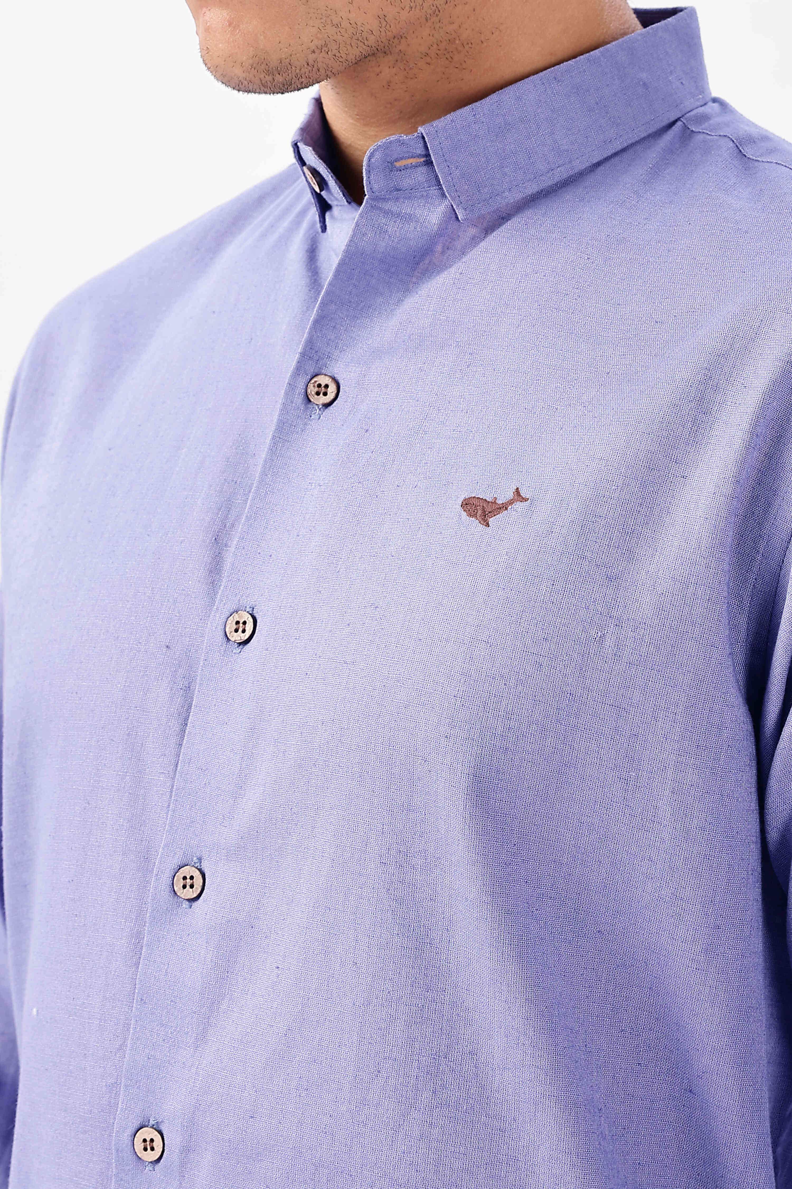 Porto Cotton-Linen Regular Fit Purple Essential Shirt