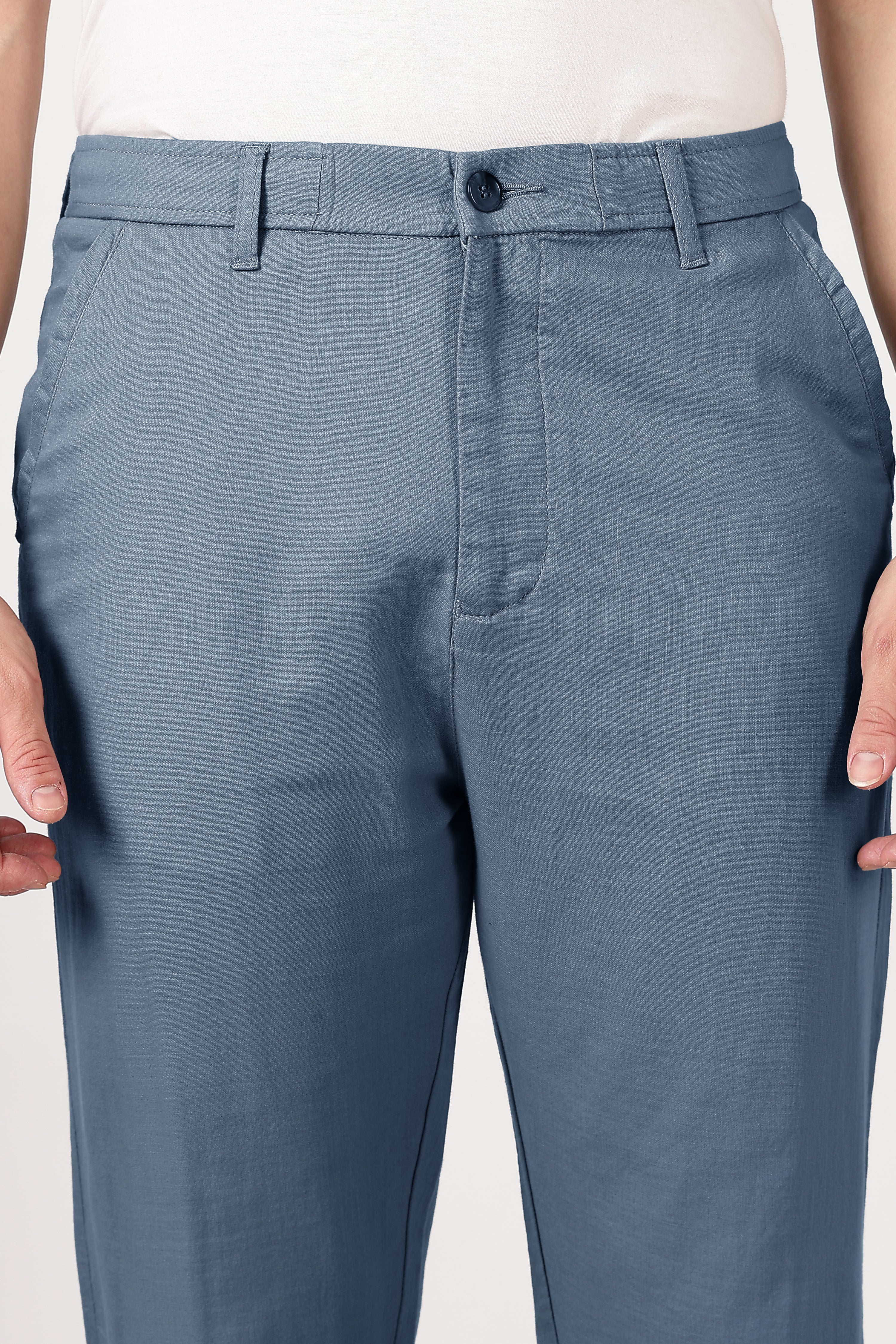 Linen-style 100% Cotton Straight Fit Mint Blue Pant