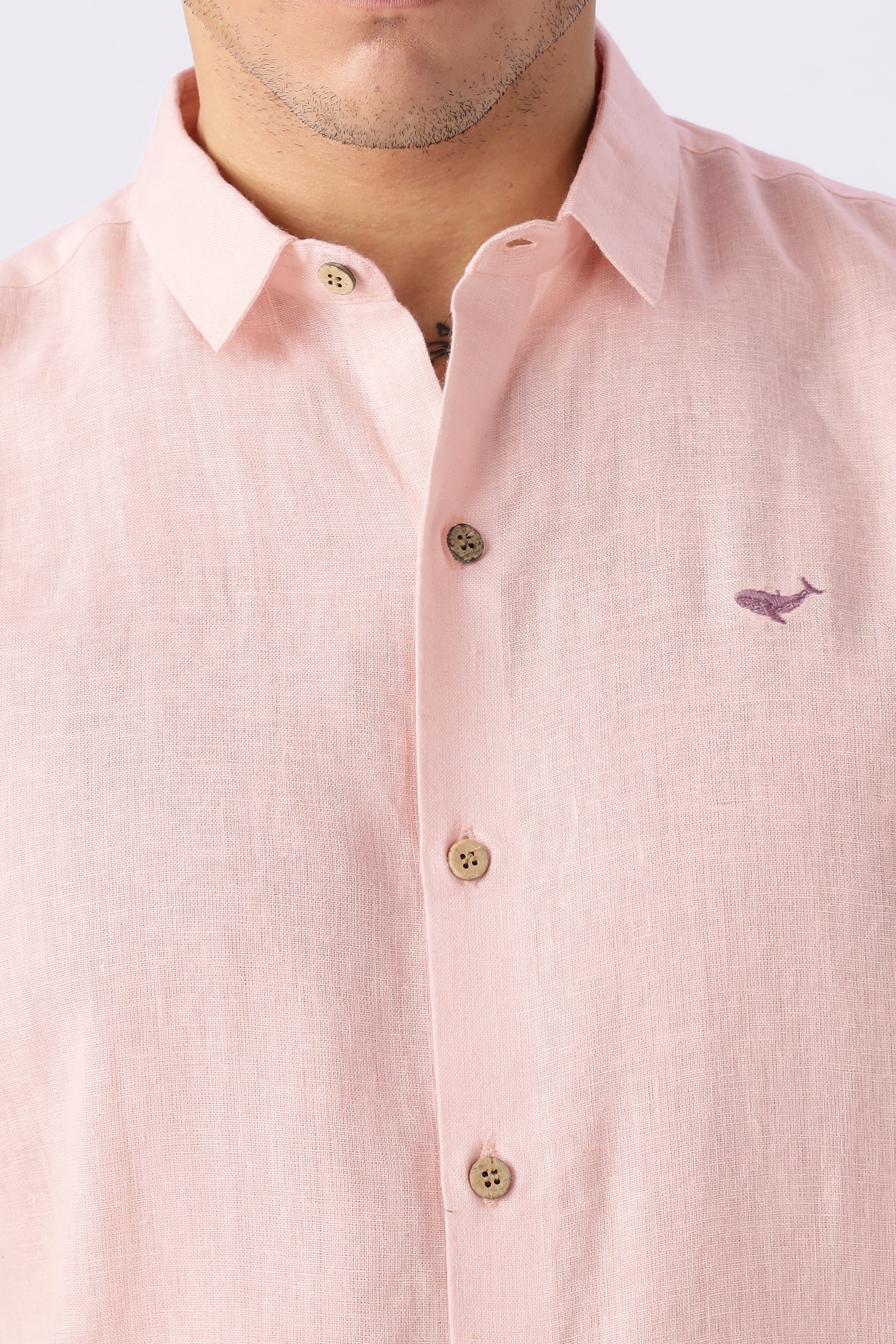 Dusty Pink  100% Linen 44 Lea Shirt