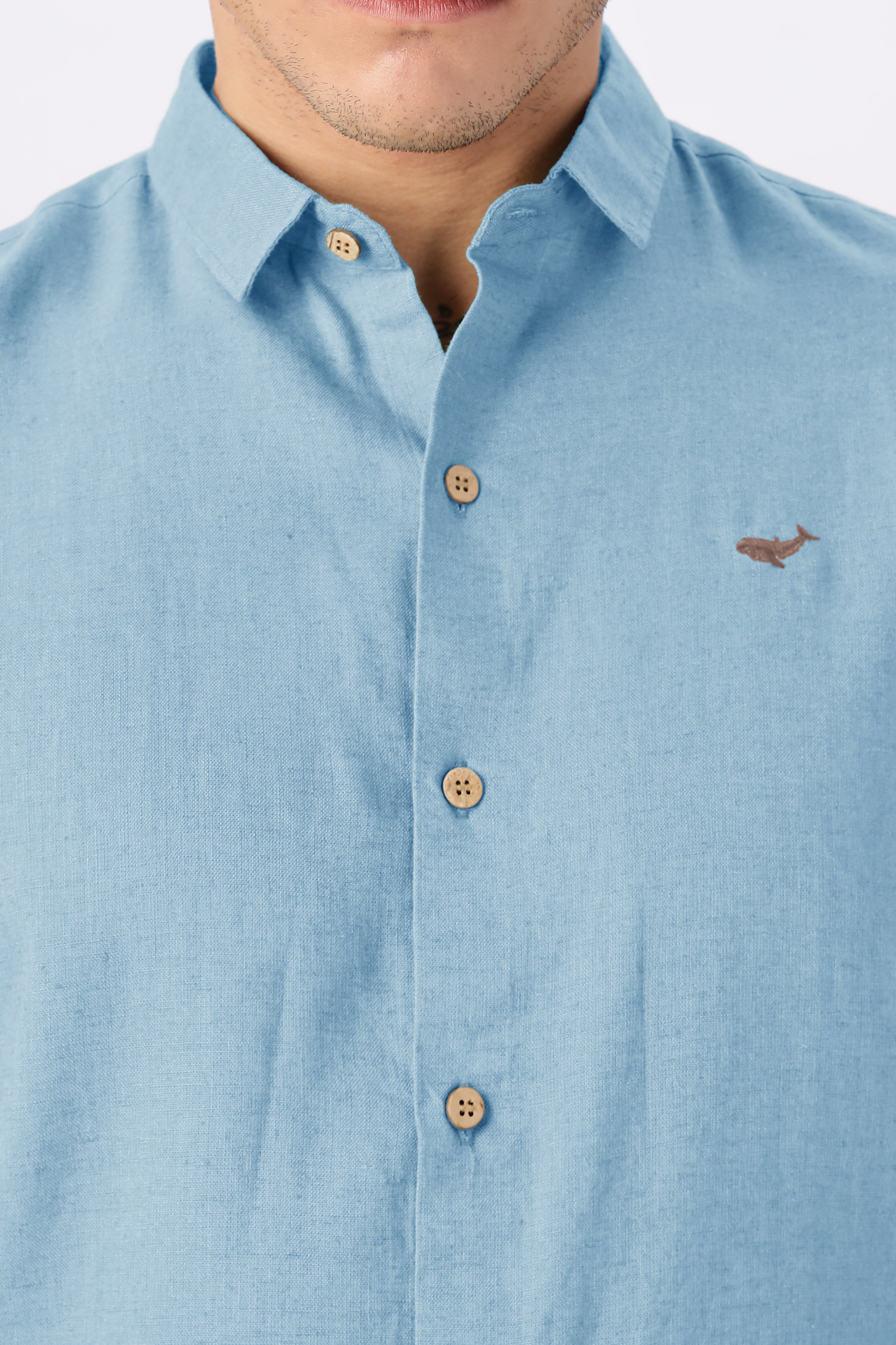 Pastel Blue 100% Linen 44 Lea Shirt