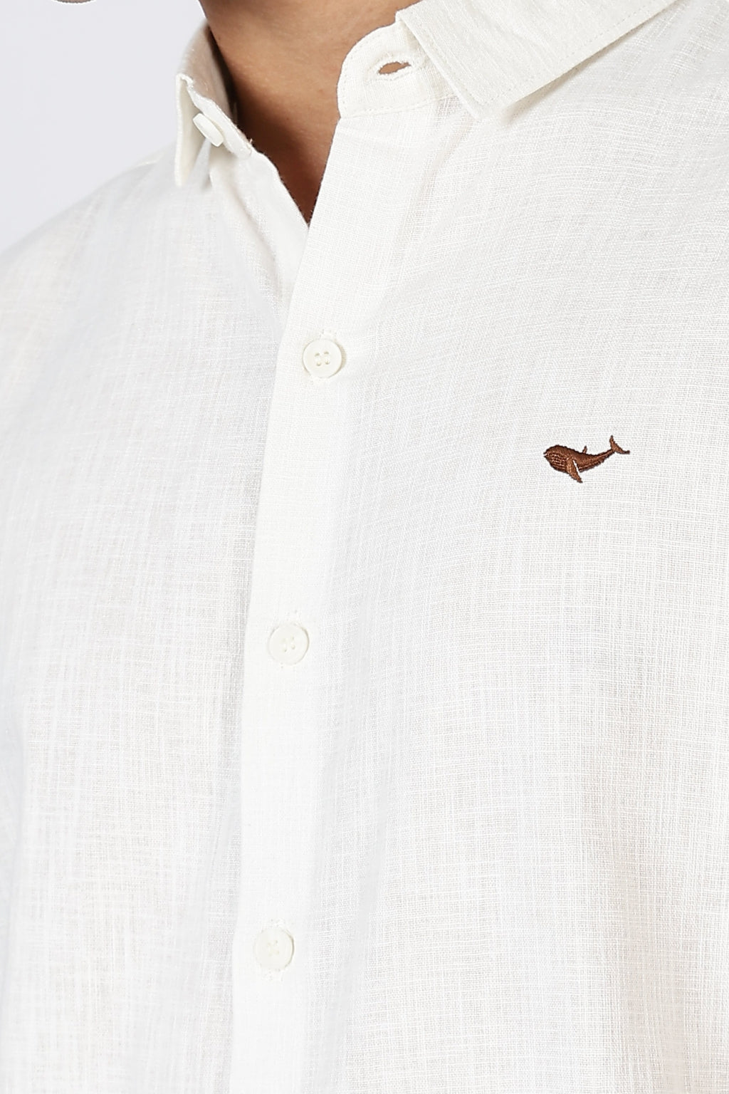 Quiet Coast Cotton-Linen Regular Fit White Shirt